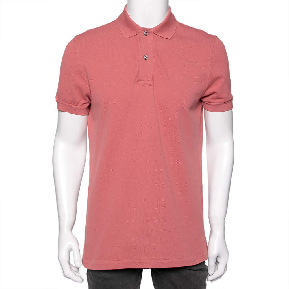Pre Owned Tom Ford Pink Cotton Pique Short Sleeve Polo T-Shirt L