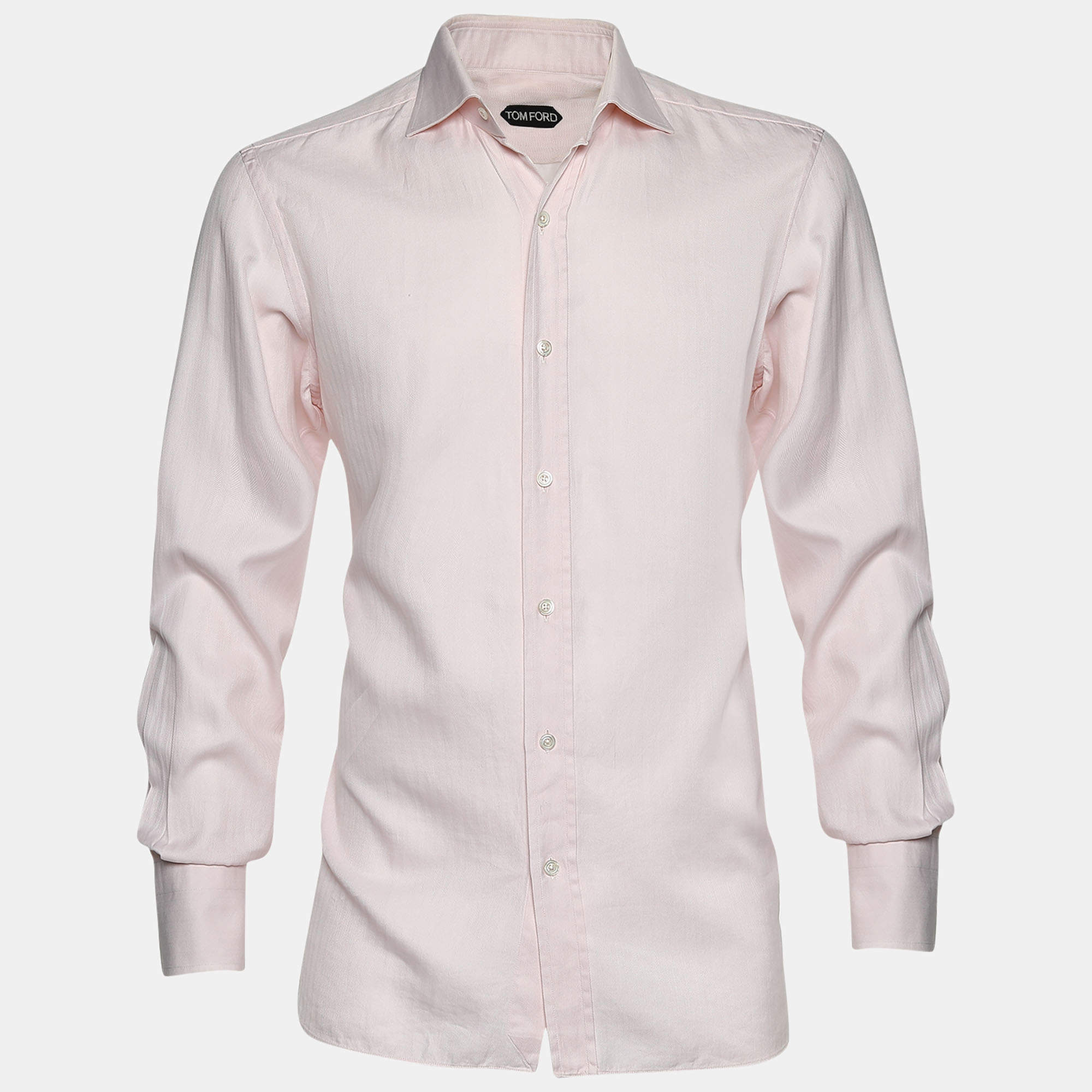 Tom Ford Pink Textured Cotton Long Sleeve Shirt M Tom Ford | TLC