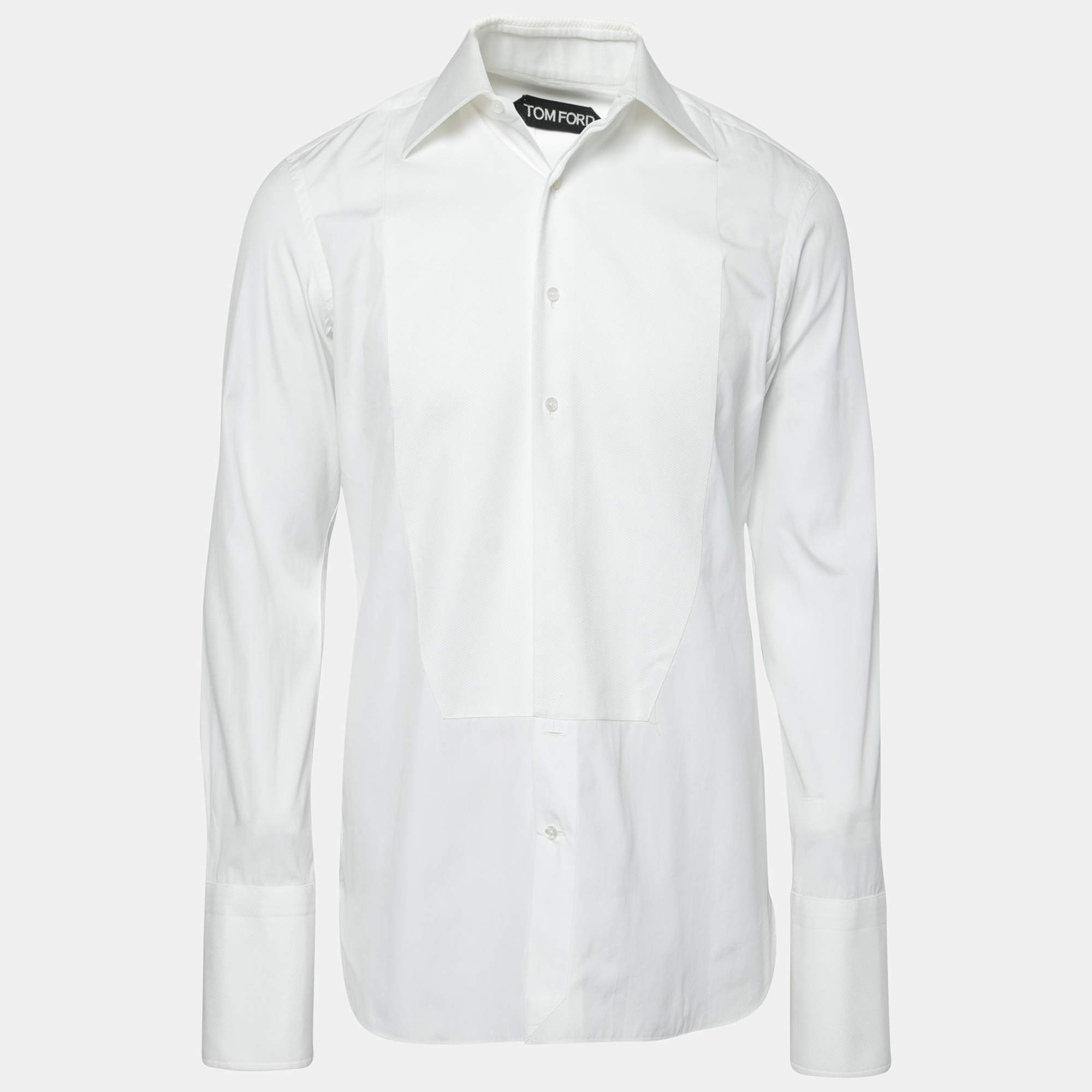 Pre Owned Tom Ford White Textured Cotton Shirt M