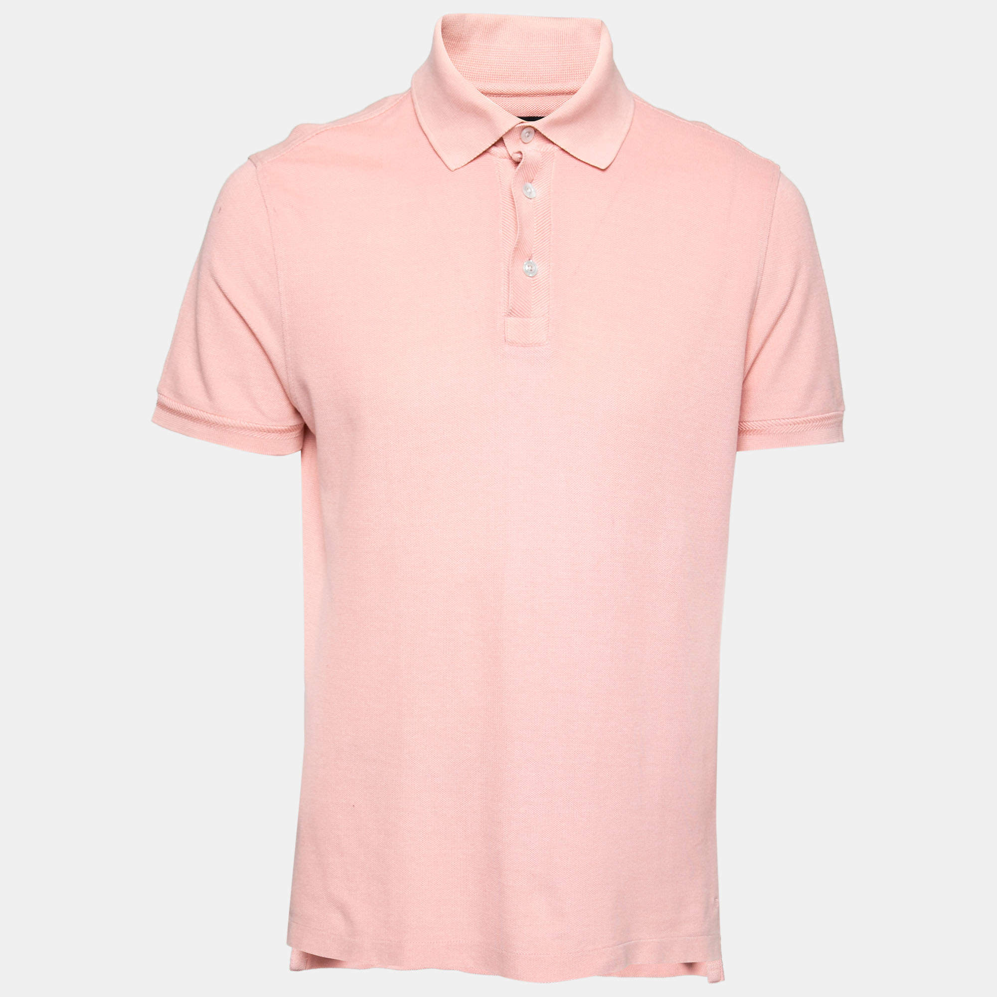 Pre Owned Tom Ford Pink Cotton Short Sleeve Polo T-Shirt XL