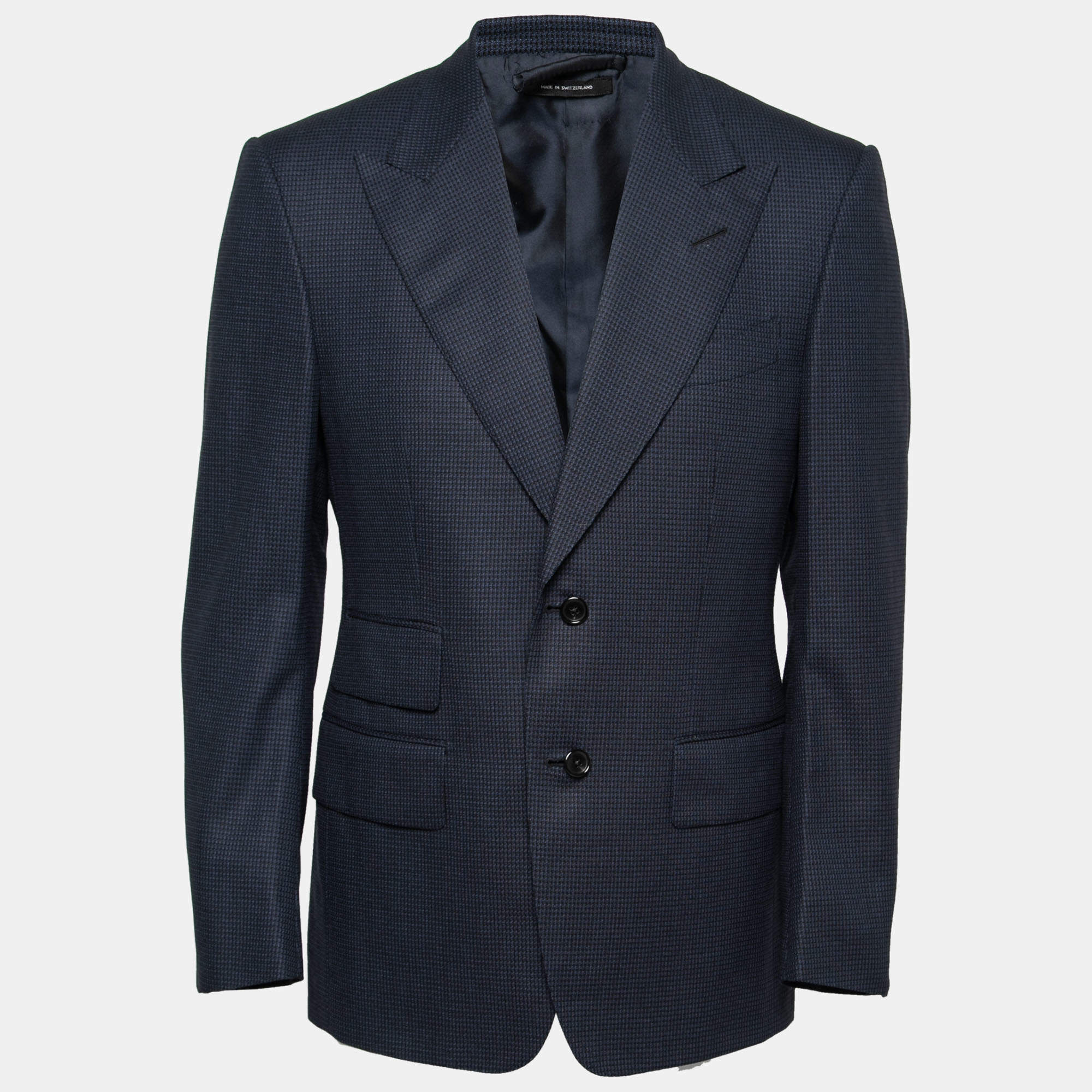 مملوكة مسبقًا Tom Ford Navy Blue Wool Single Breasted Blazer L