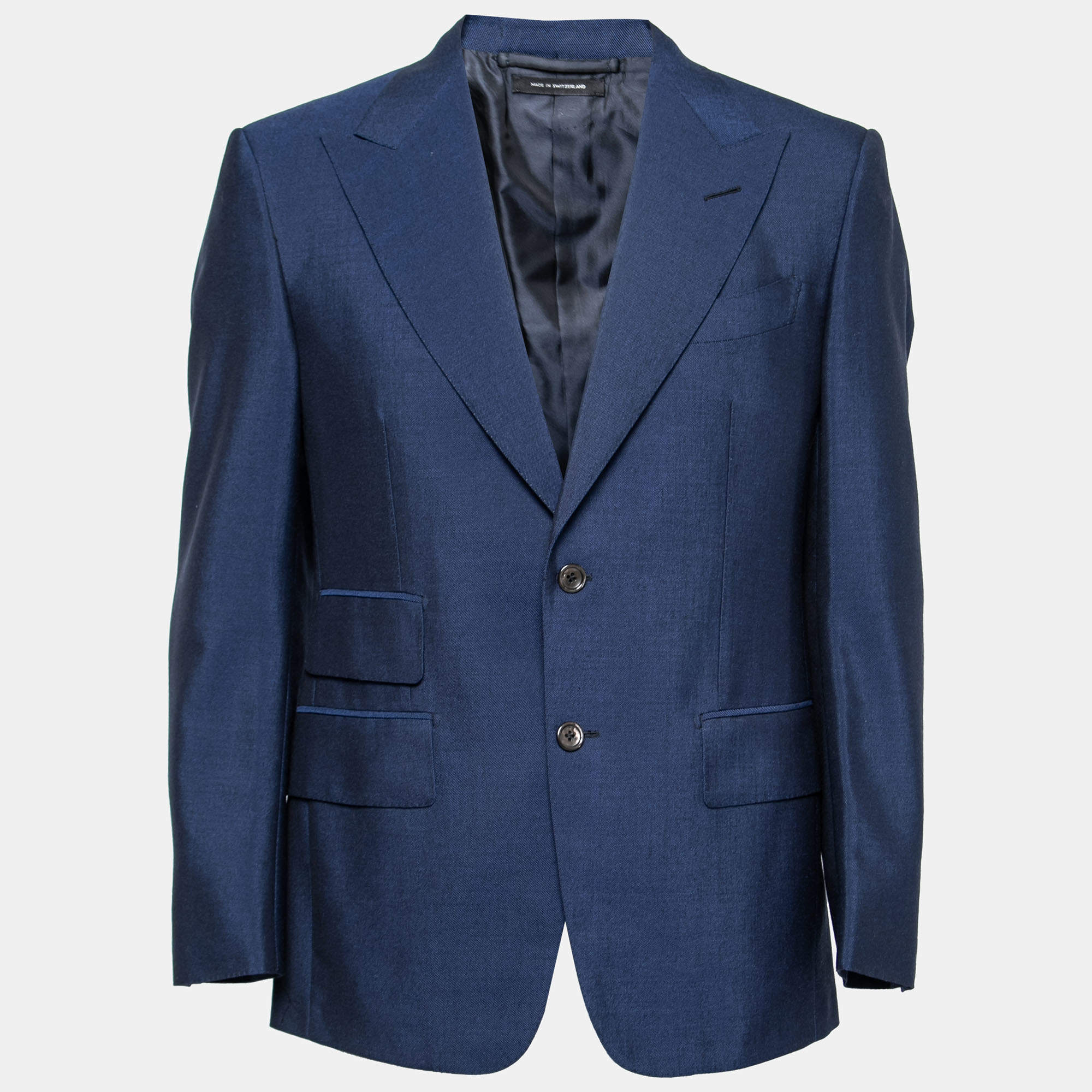 Pre Owned Tom Ford Blue Mohair Wool Single Breasted Blazer L