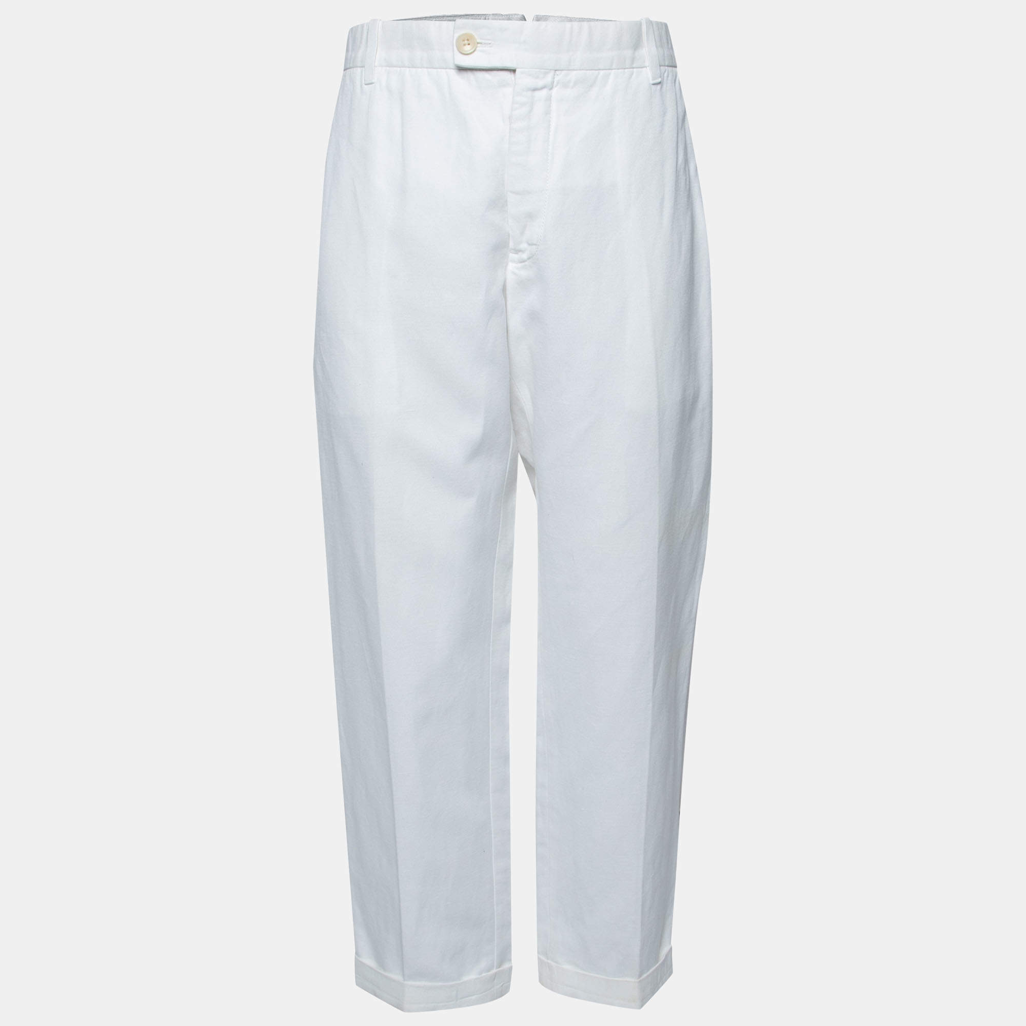 Pre Owned Tom Ford White Cotton Blend Trousers XXL Waist 36"