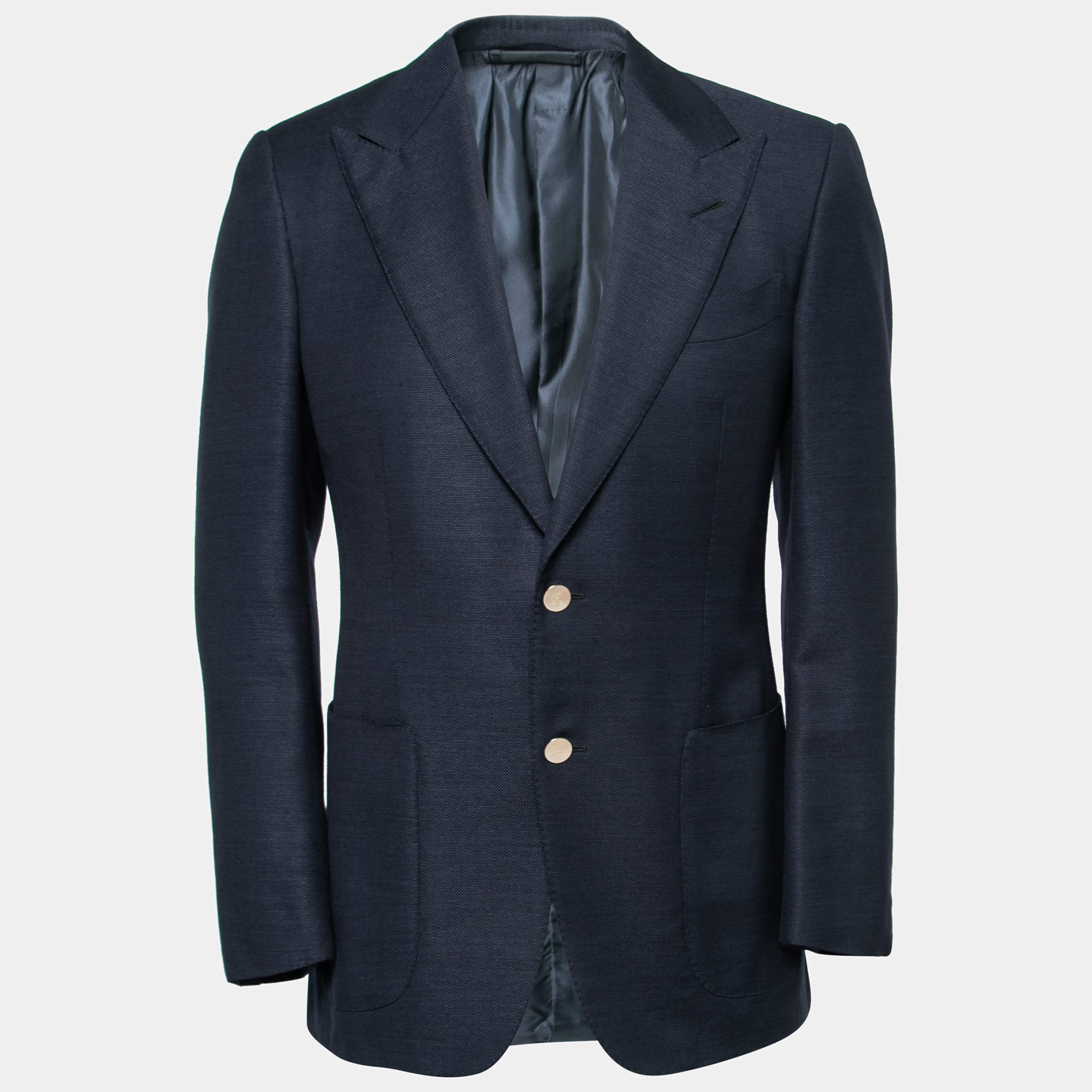 Pre Owned Tom Ford Black Wool & Mohair Textured Single Breasted Blazer S