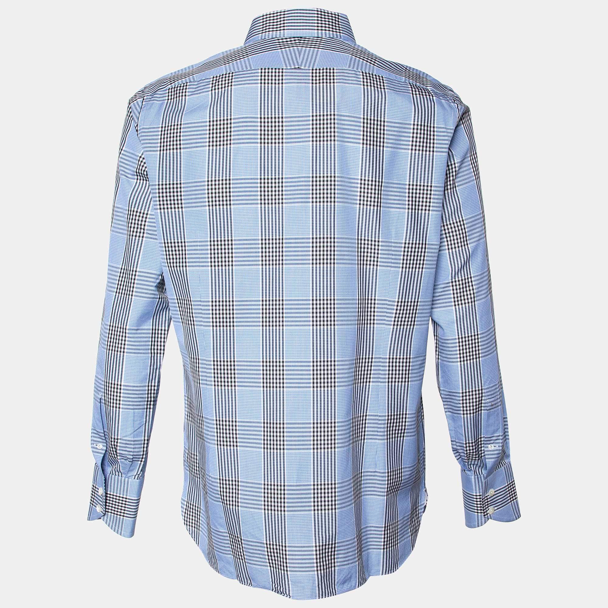 Tom Ford Blue Plaid Cotton Shirt XXL Tom Ford | TLC