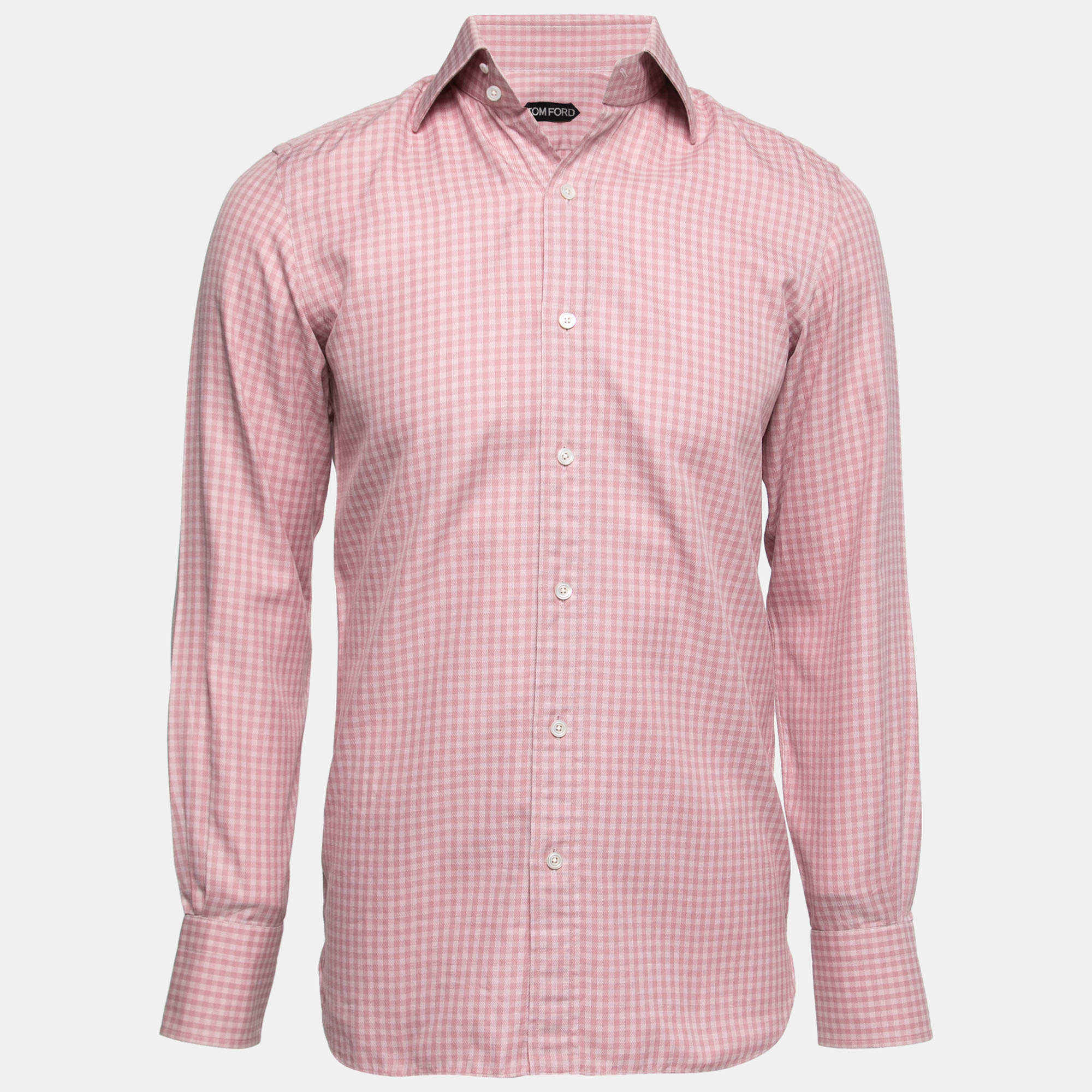 Pre Owned Tom Ford Pink Cotton Checked Shirt S
