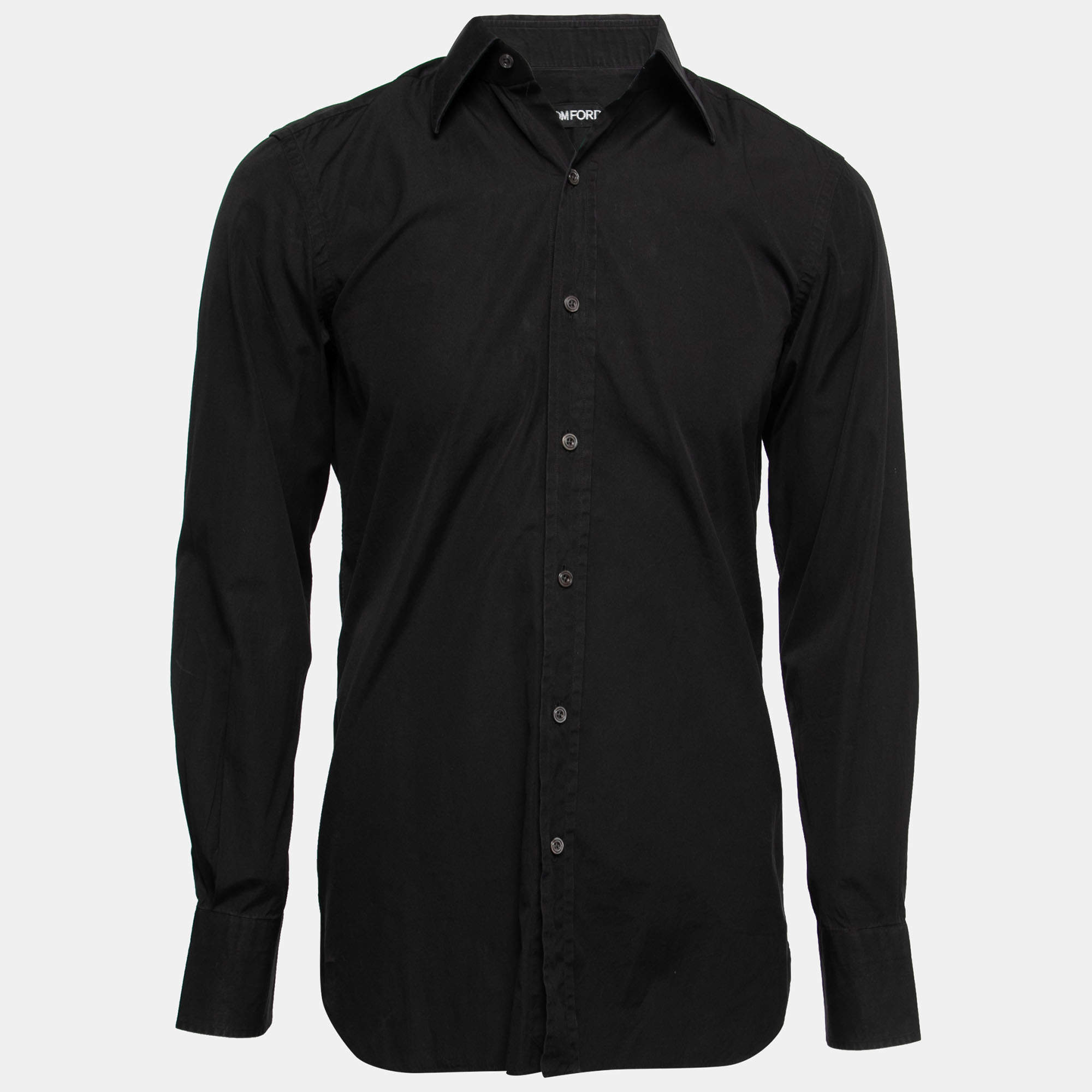 Tom Ford Black Cotton Barrel Cuff Shirt S Tom Ford | TLC