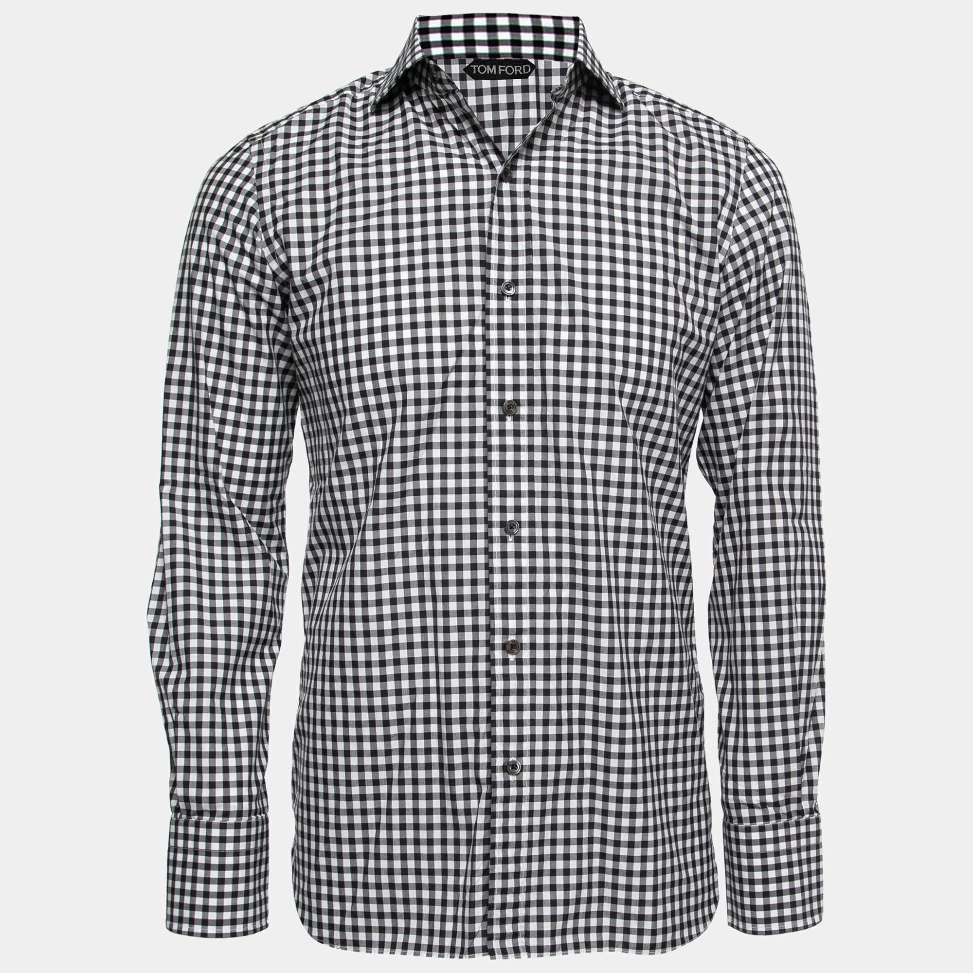 Tom Ford Monochrome Gingham Check Cotton Shirt M