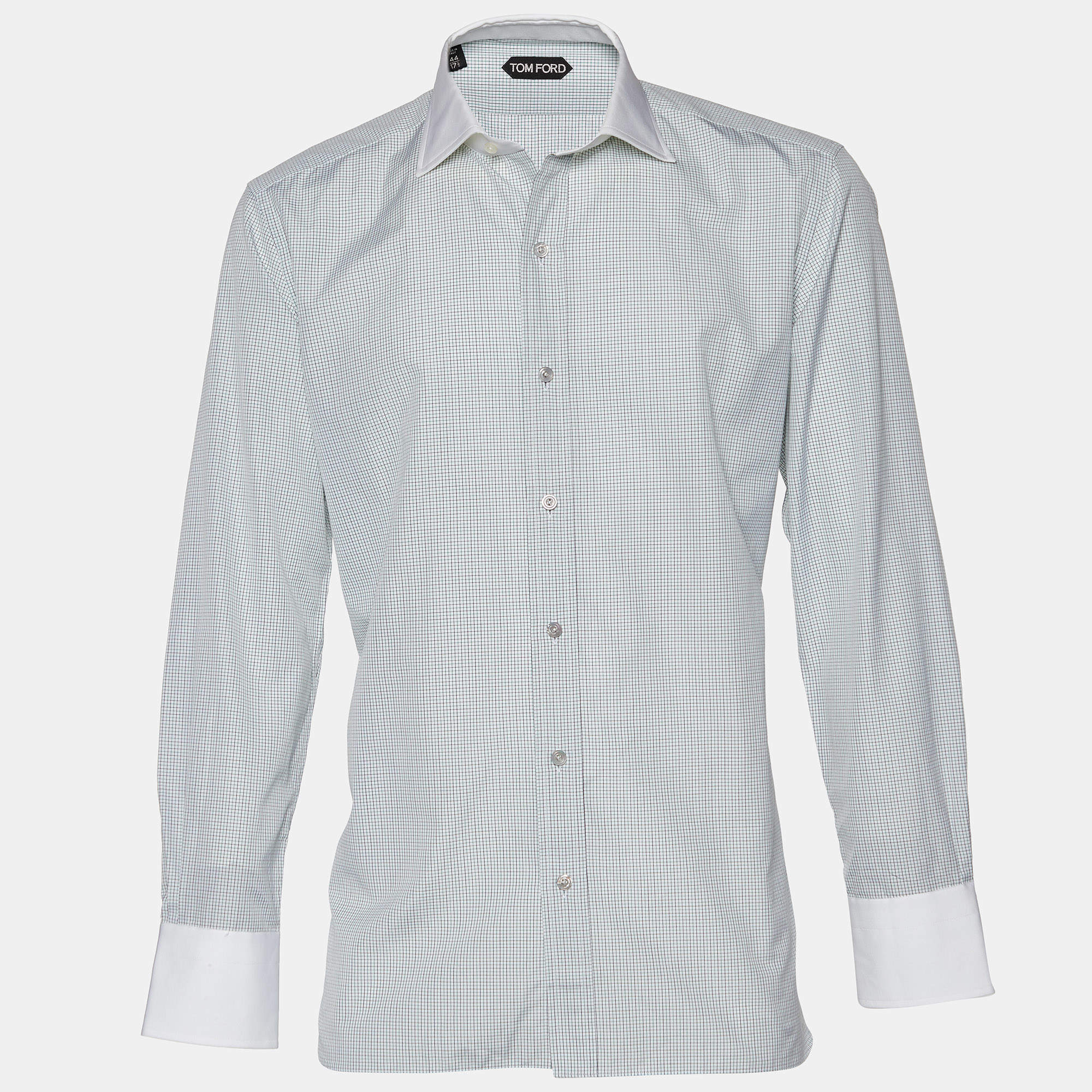 Tom Ford White Check Cotton Button Front Shirt 3XL