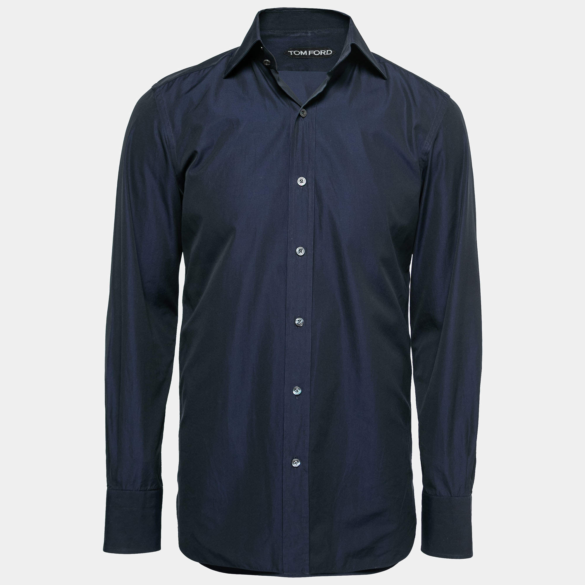 Tom Ford Dark Blue Cotton Button Front Shirt M