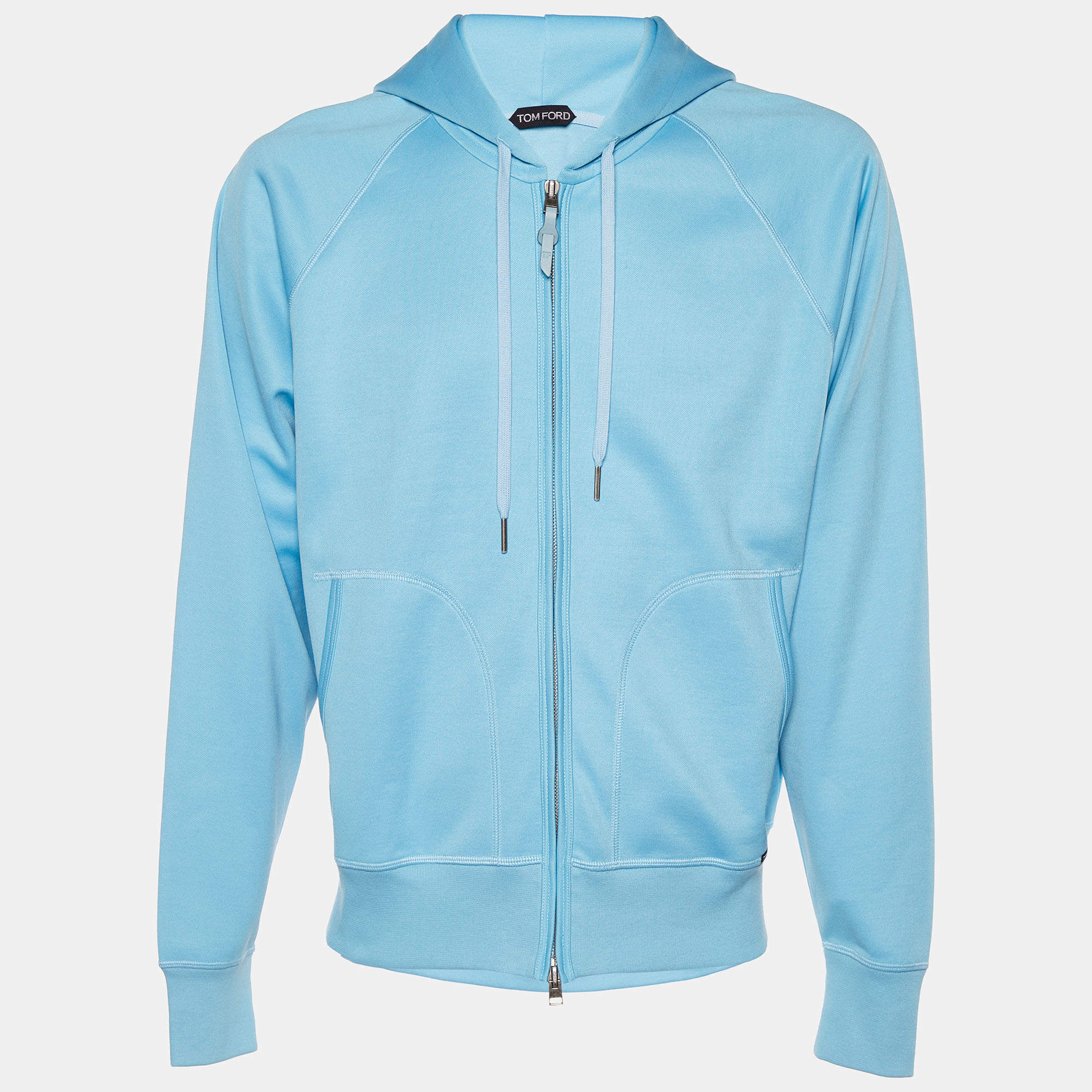 Tom Ford Blue Technical Cotton Zip Up Hoodie XL