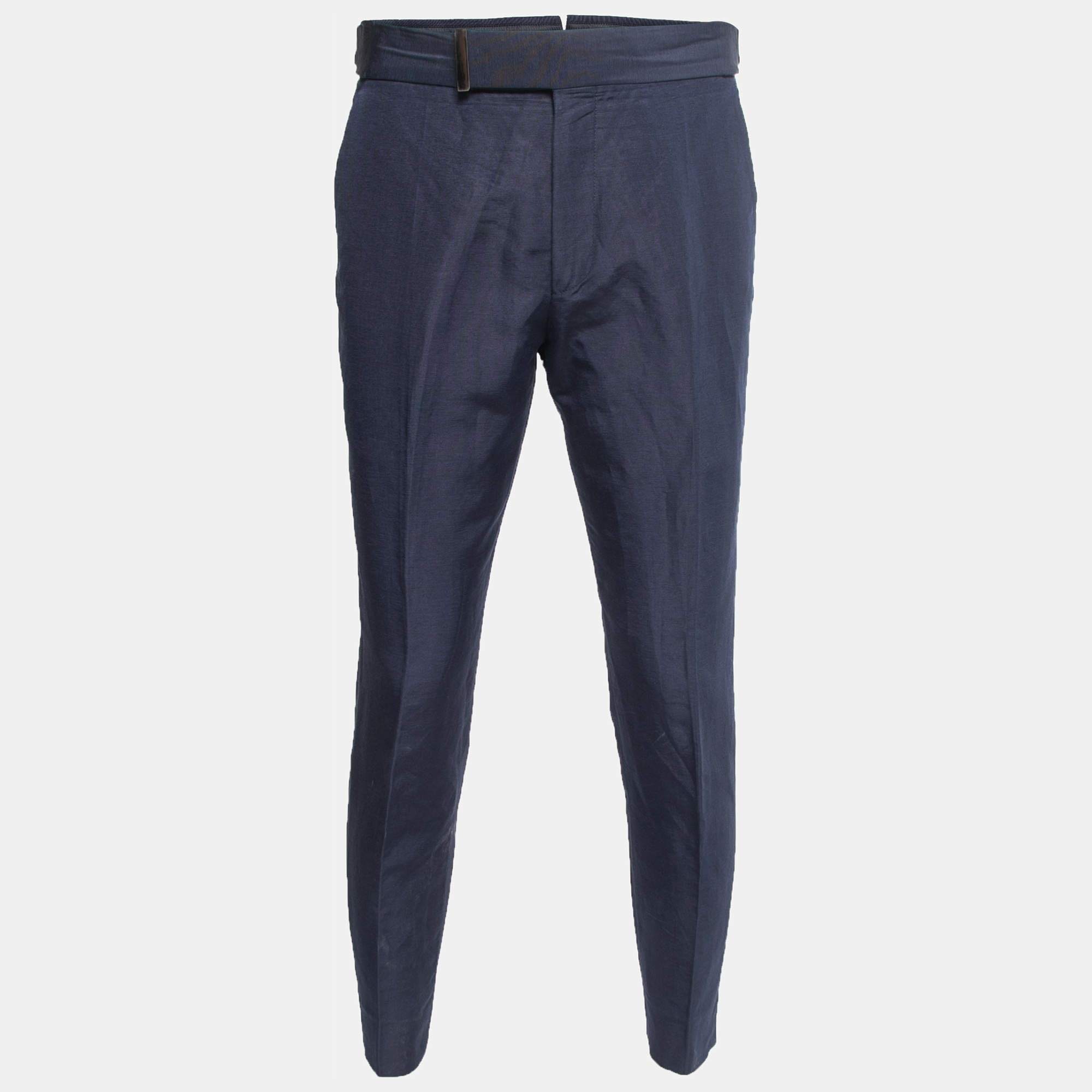 Tom Ford Blue Linen Blend Trousers L
