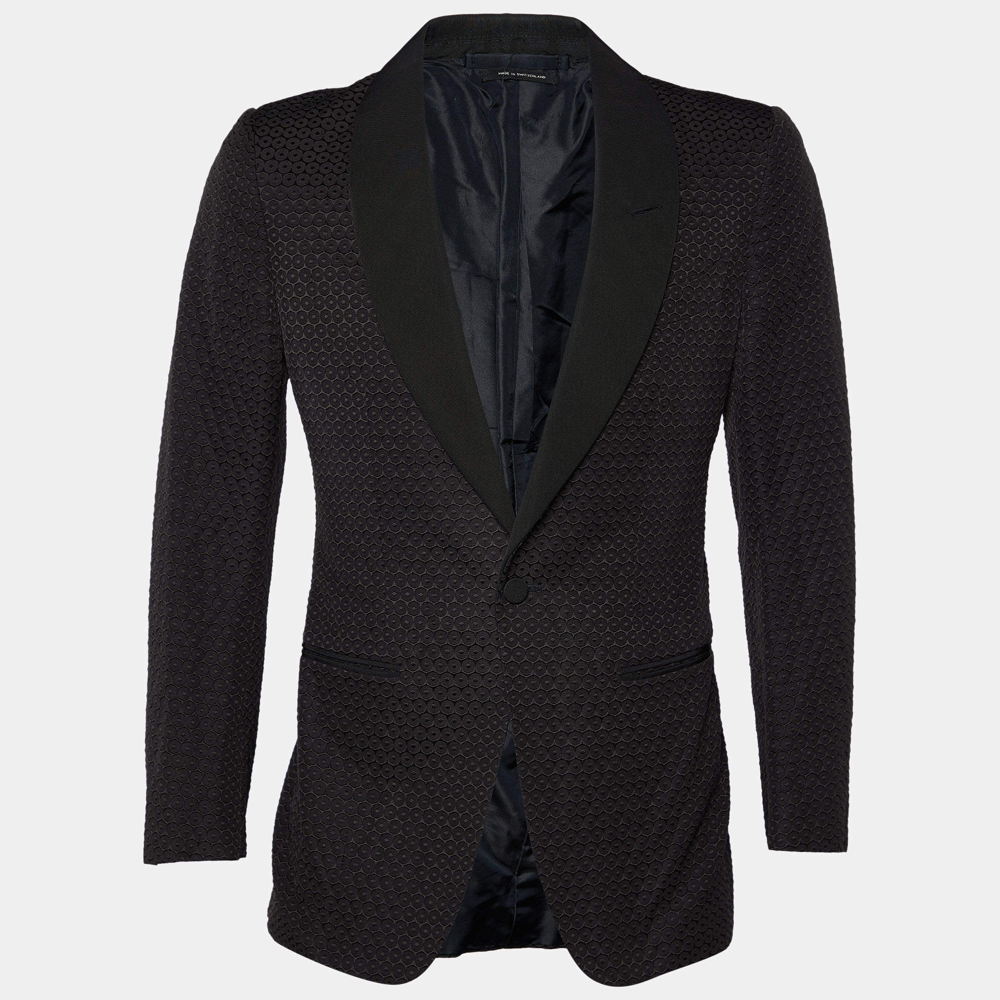 Tom Ford Black Cotton & Silk Jacquard Pattern Blazer S Tom Ford | The ...