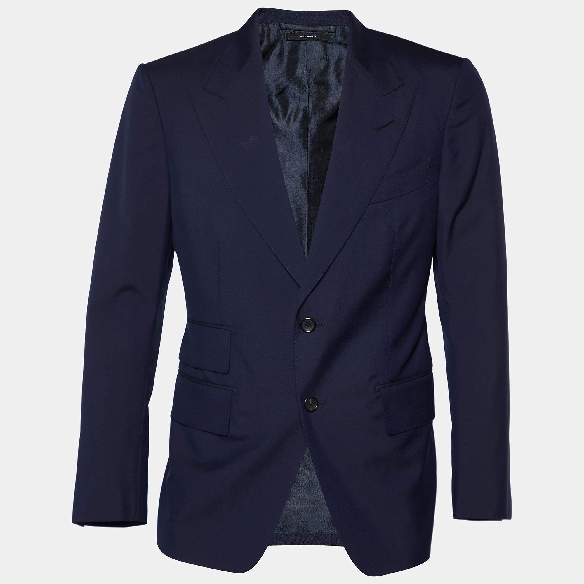 Pre Owned Tom Ford Navy Blue Wool Button Front Blazer M