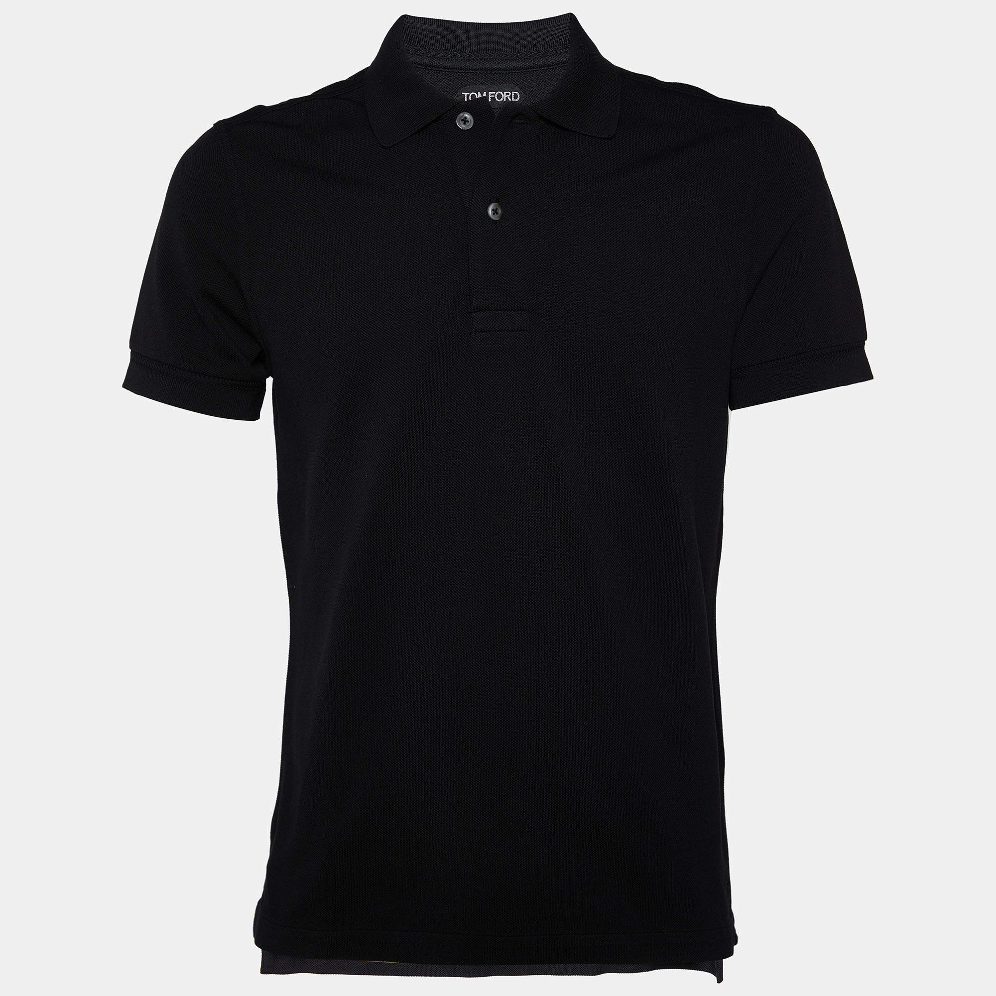 Pre Owned Tom Ford Black Cotton Pique Polo T-Shirt M