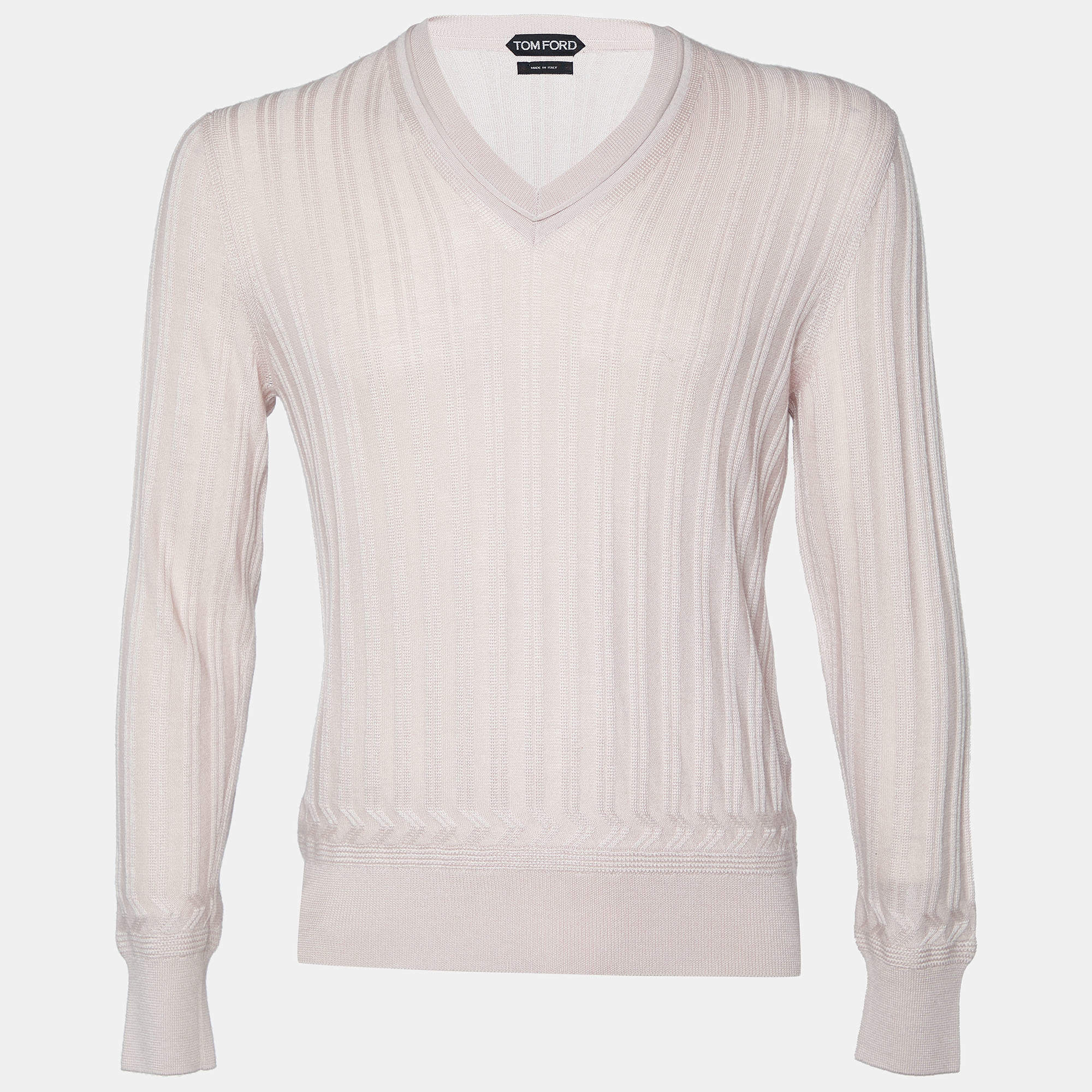 Pre Owned Tom Ford Pink Cashmere & Silk V-Neck Sweater L