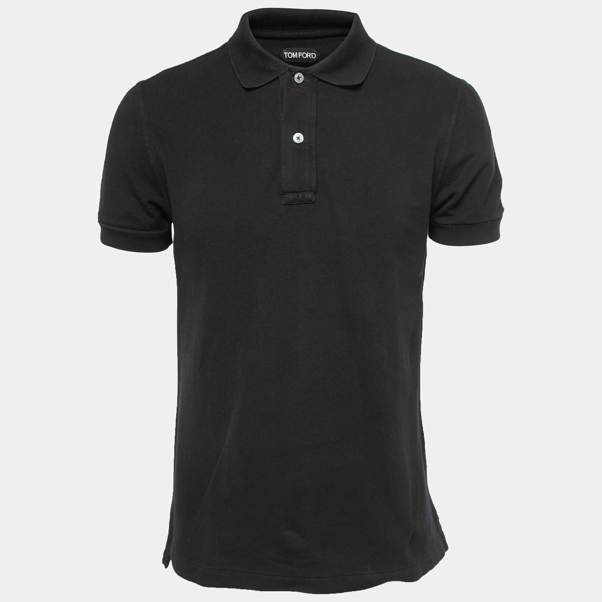 Pre Owned Tom Ford Black Cotton Pique Polo T-Shirt M