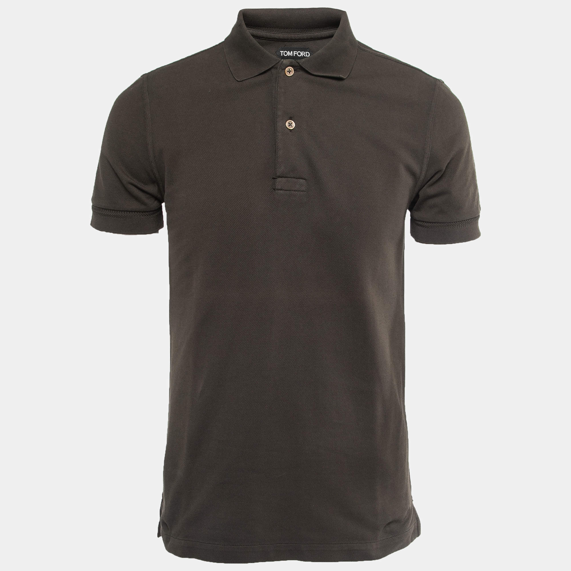 Pre Owned Tom Ford Brown Cotton Pique Polo T-Shirt XL
