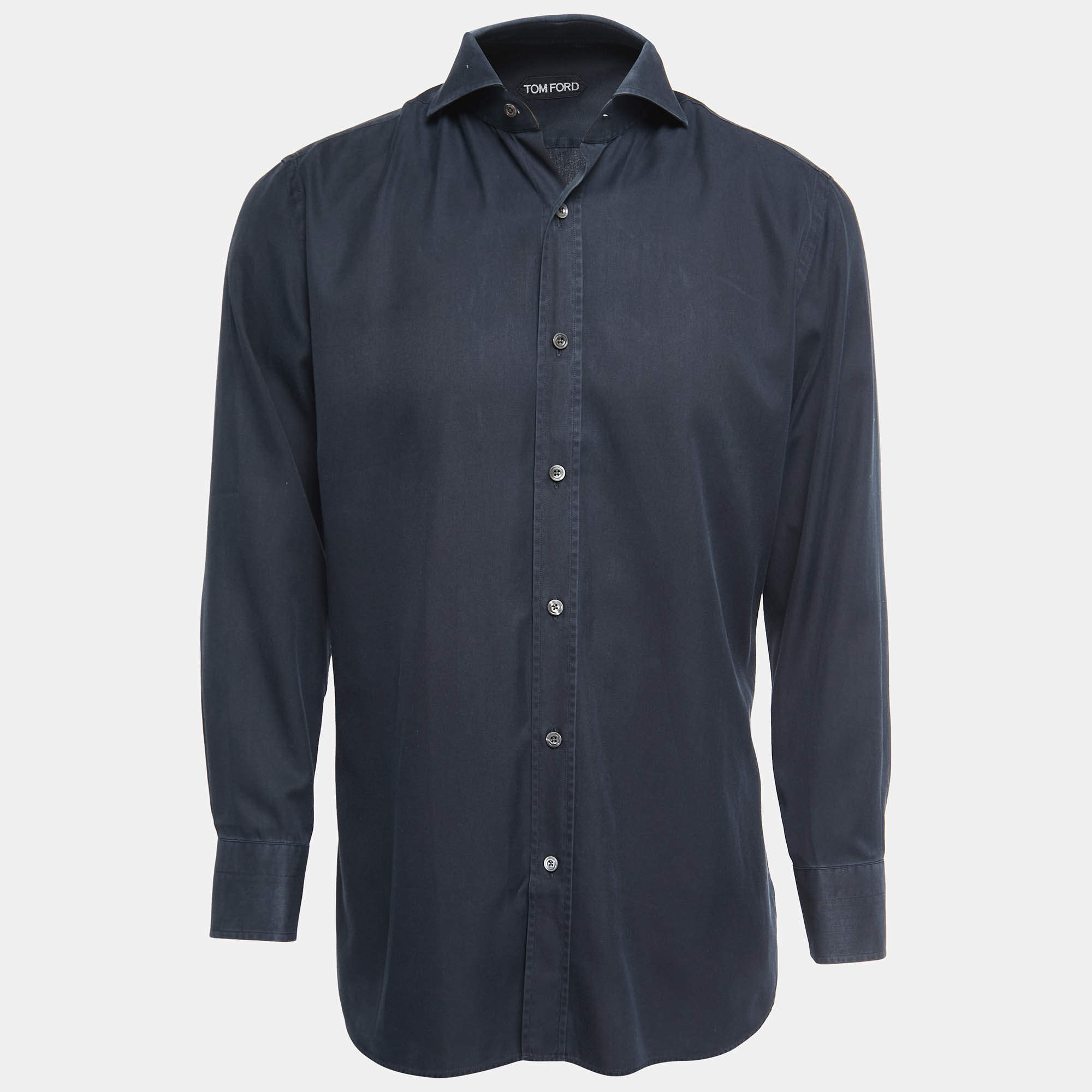 Tom Ford Black Cotton Button Front Shirt XL