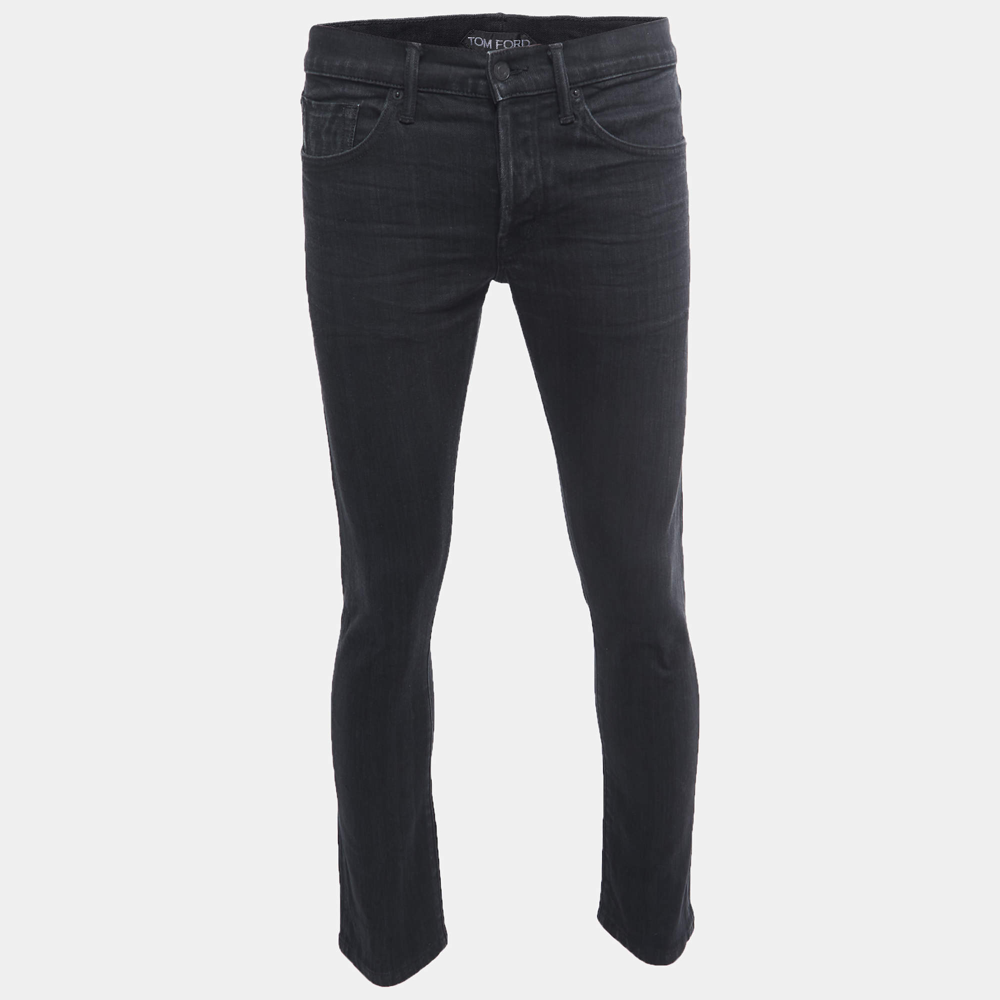 مملوكة مسبقًا Tom Ford Black Denim Buttoned Jeans M Waist 32"