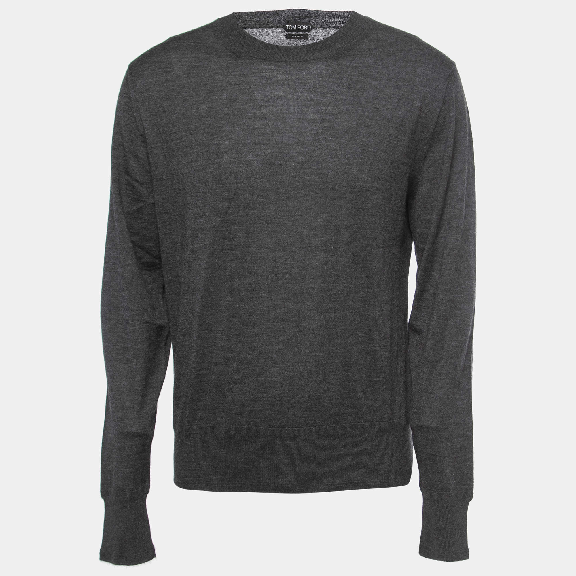 Tom Ford Grey Cashmere Crew Neck Pullover 2XL