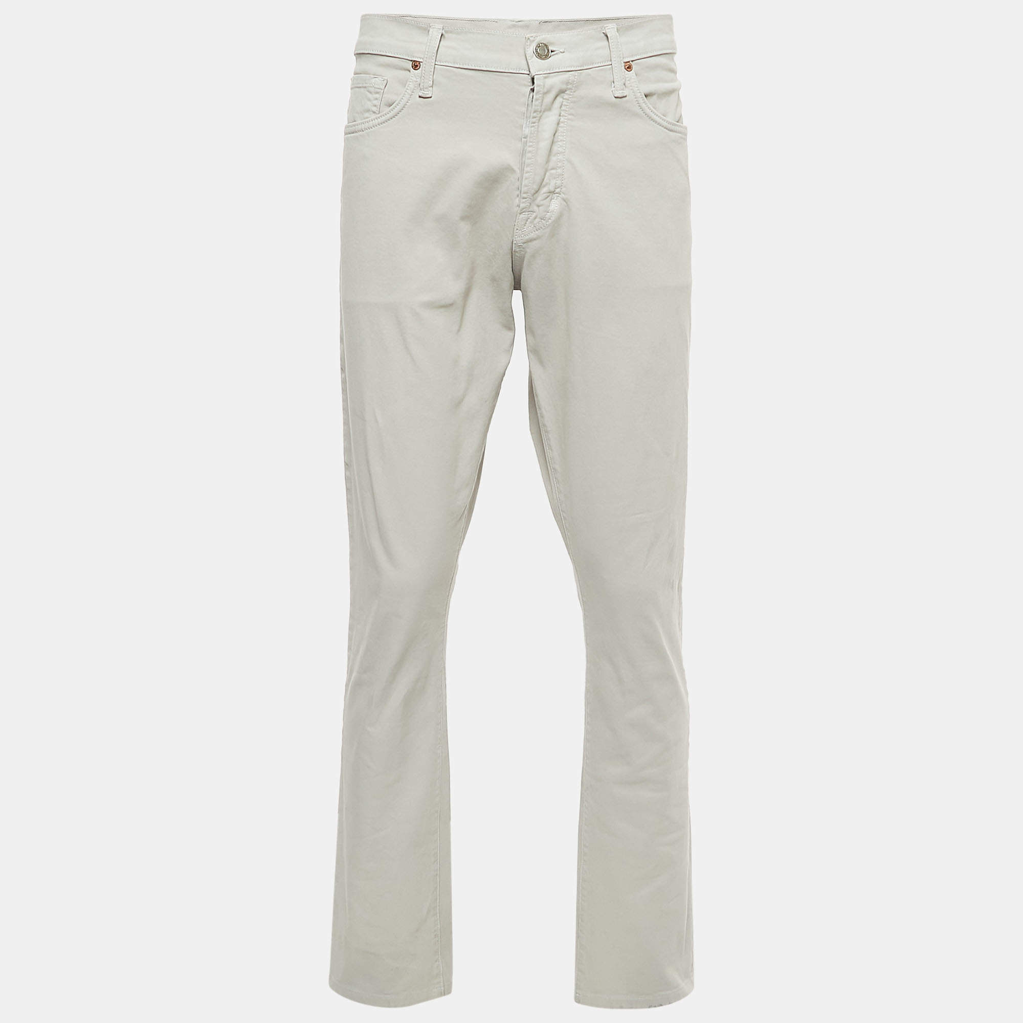 Pre Owned Tom Ford Grey Denim Buttoned Slim Fit Jeans XXL Waist 38"