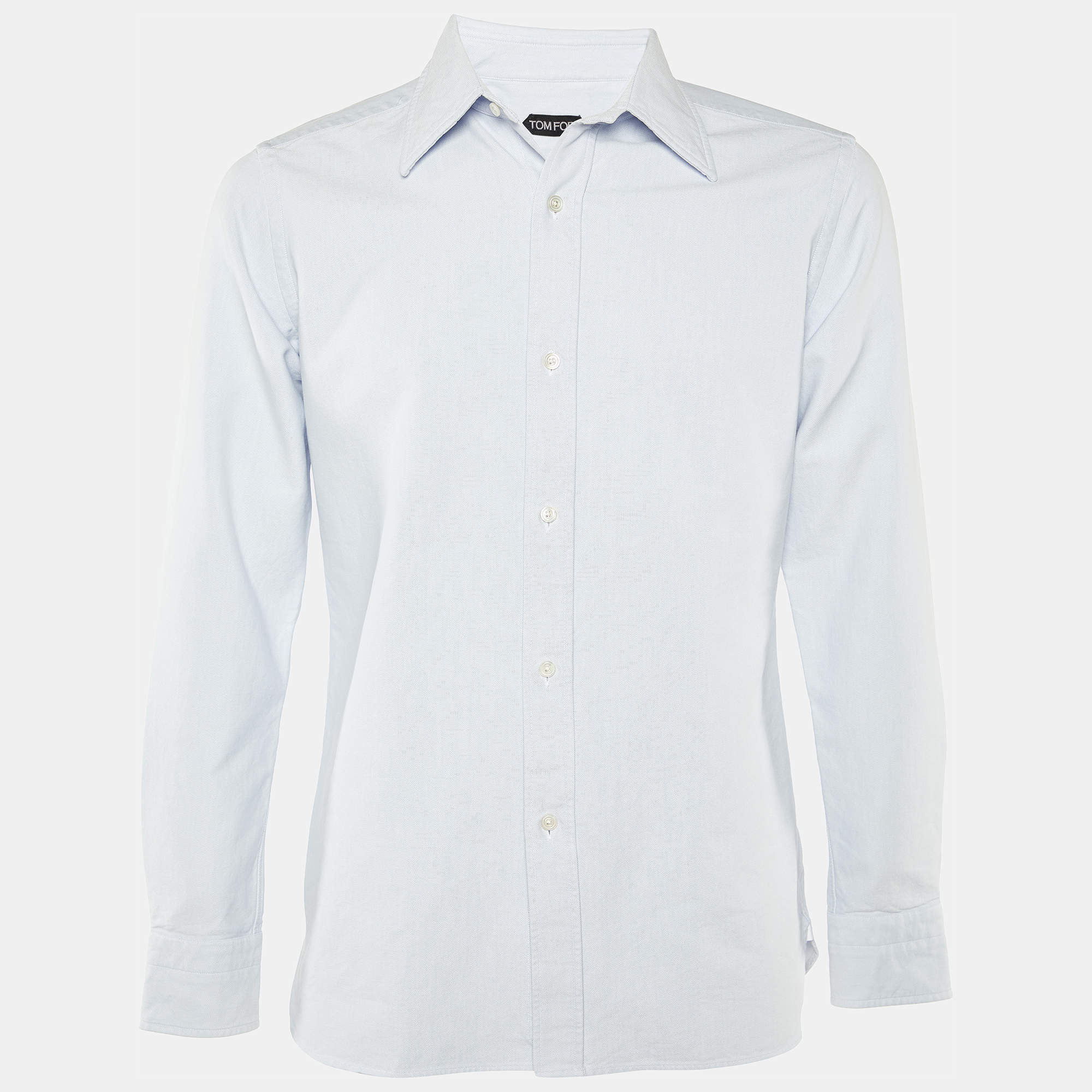 Pre Owned Tom Ford Blue Cotton Button Front Shirt L