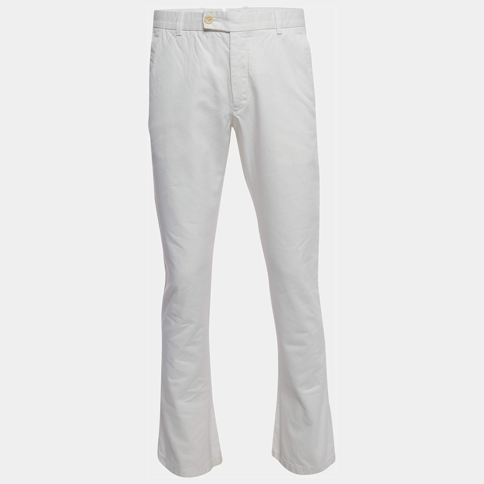 Pre Owned Tom Ford White Cotton Straight Fit Trousers M