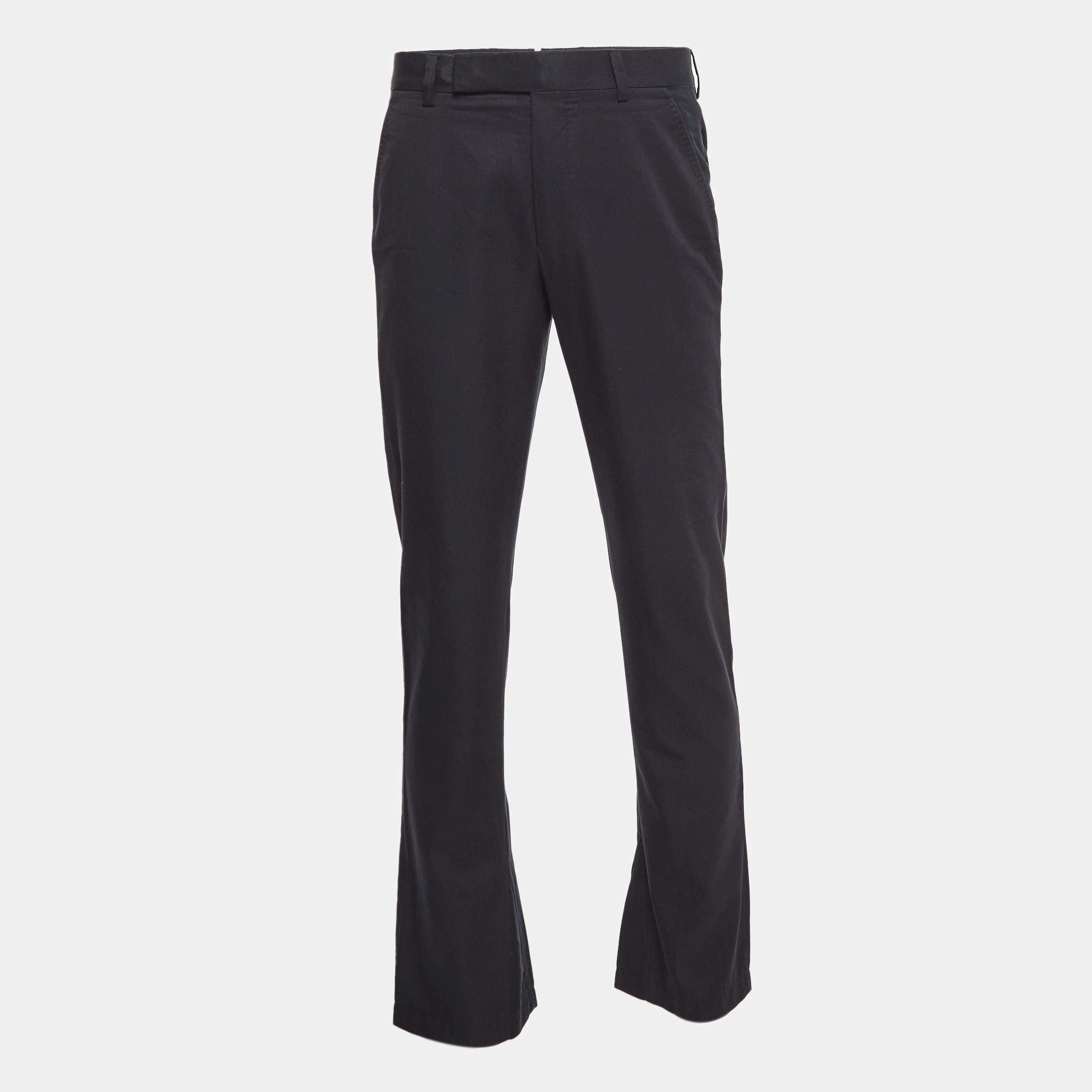 Pre Owned Tom Ford Black Cotton Straight Fit Pants M