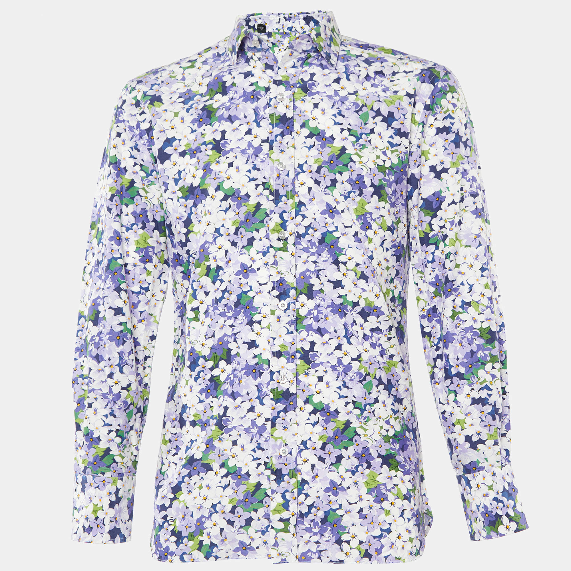 Pre Owned Tom Ford Purple Floral Print Cotton Long Sleeve Shirt M