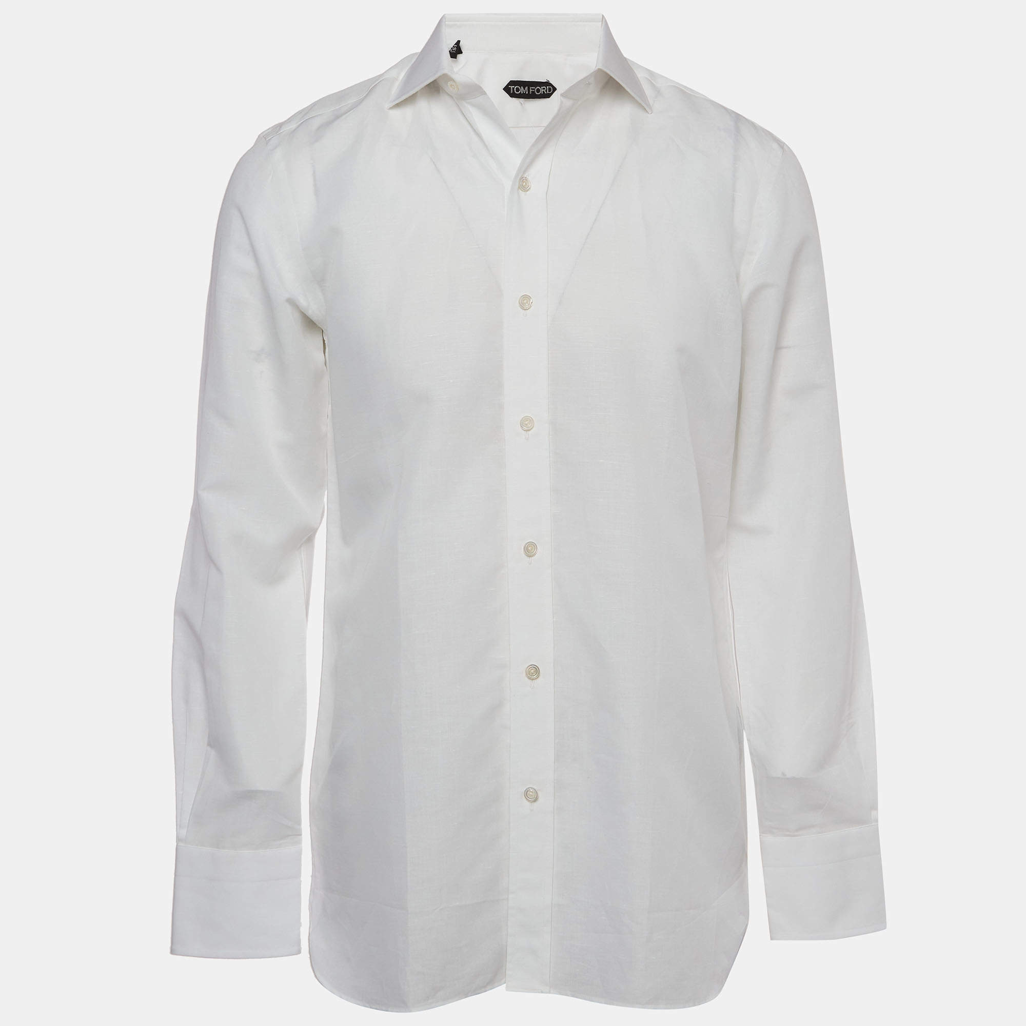 Pre Owned Tom Ford White Cotton & Linen Long Sleeve Shirt M