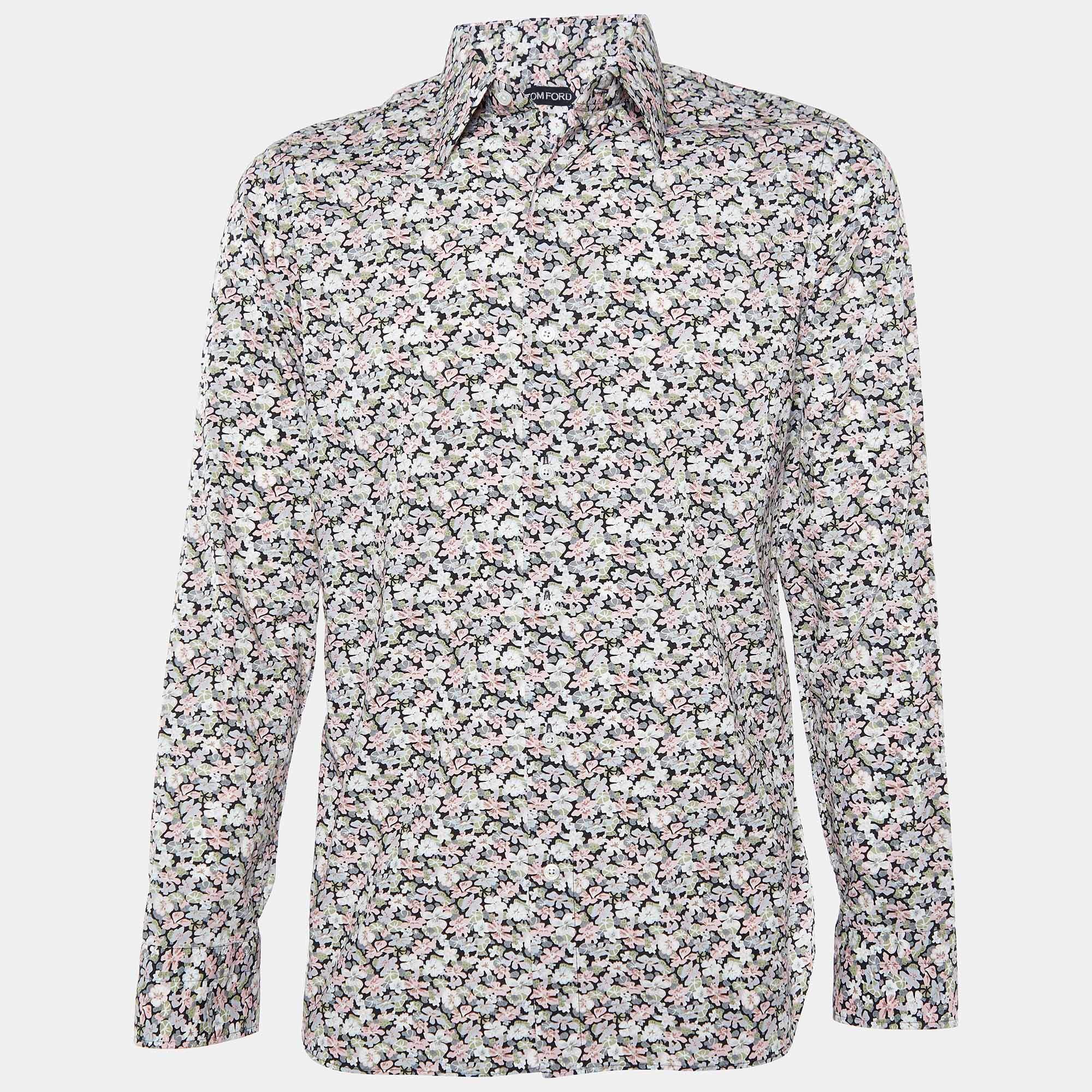 Pre Owned Tom Ford Multicolor Floral Print Cotton Long Sleeve Shirt L