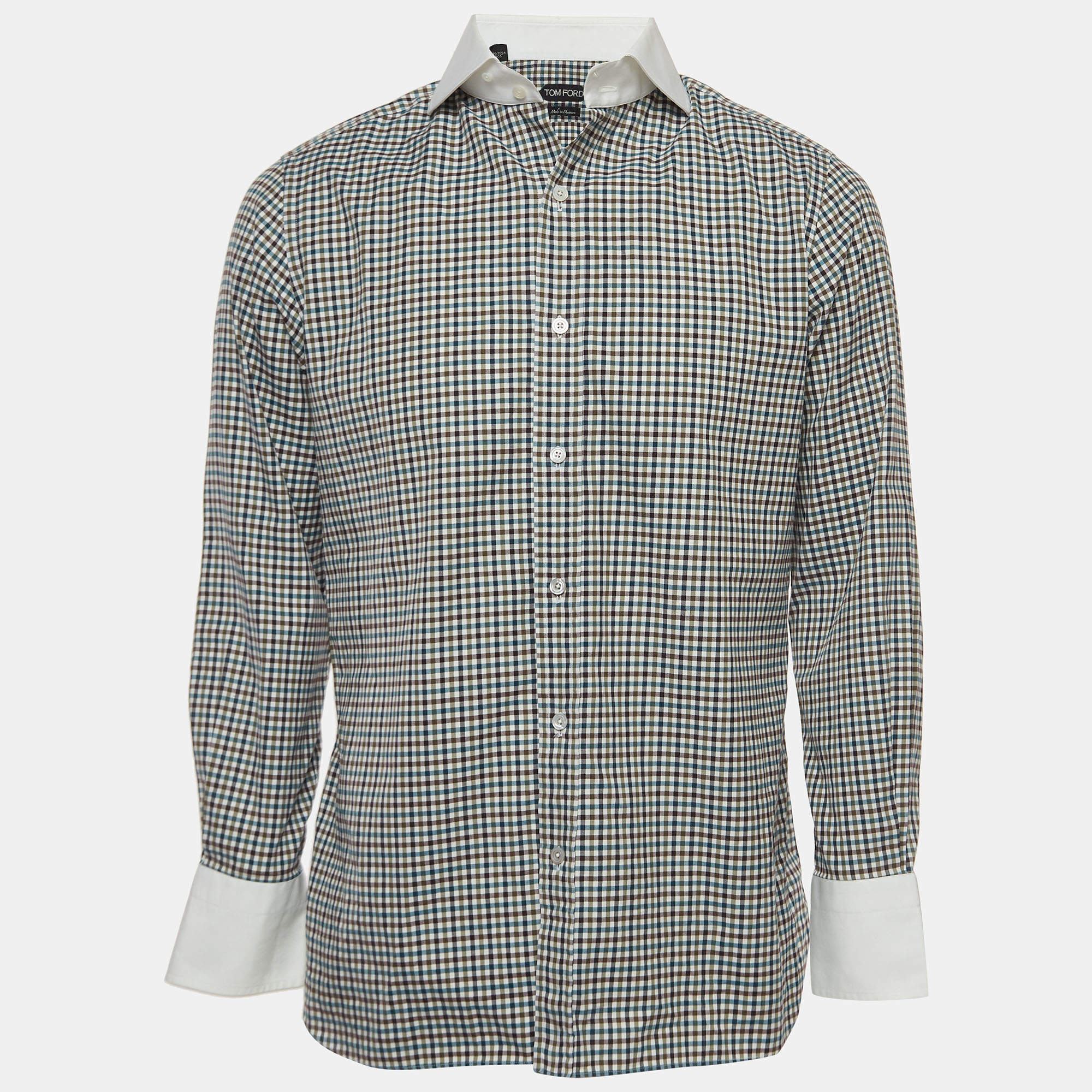 Pre Owned Tom Ford Multicolor Checked Cotton Button Front Shirt L