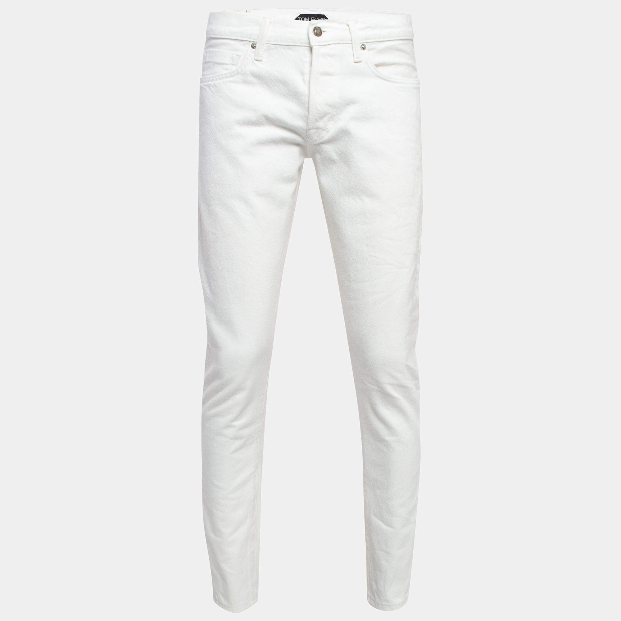 Pre Owned Tom Ford White Denim Straight Fit Jeans M Waist 32''