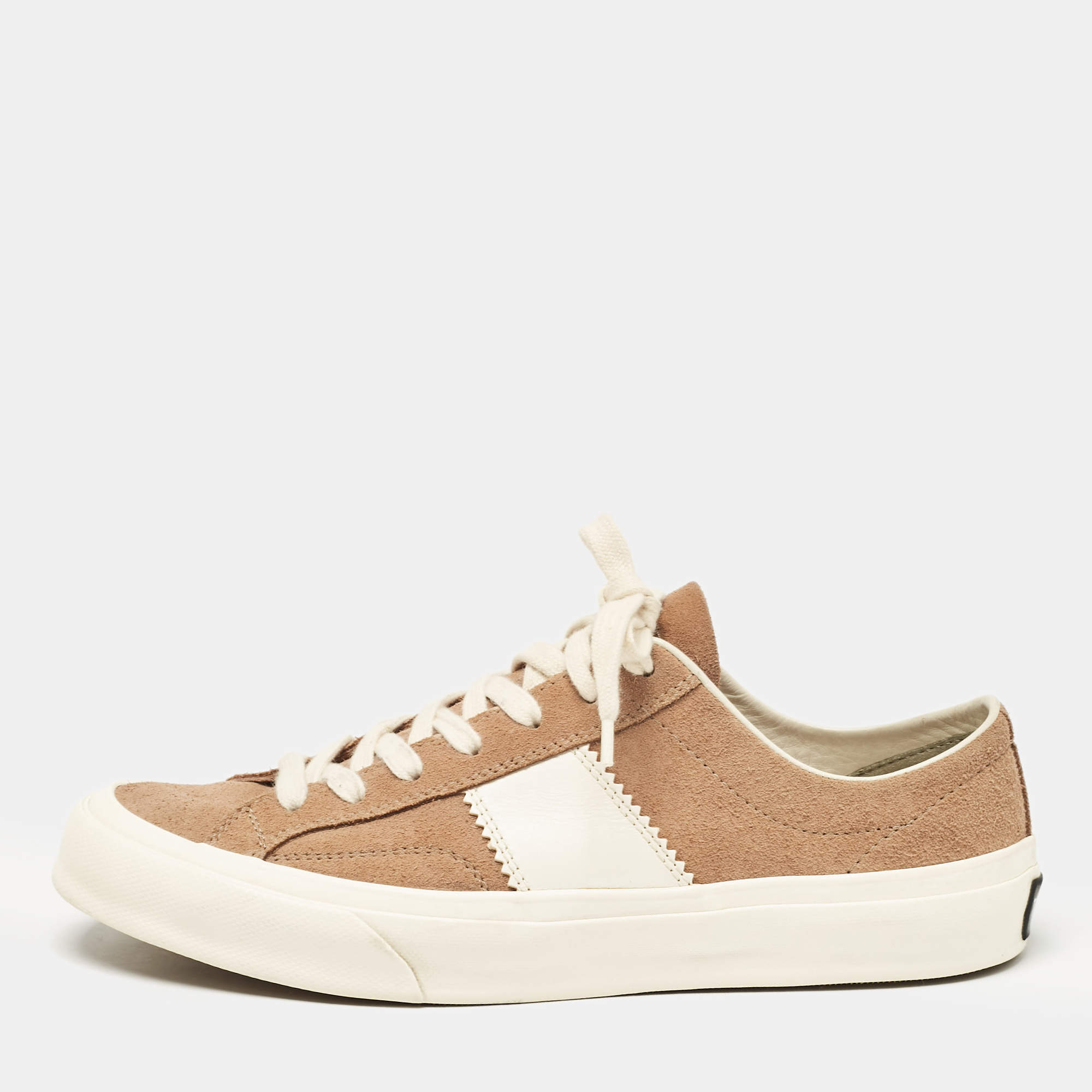 Tom Ford Brown Leather and Suede Cambridge Lace Up Sneakers Size 40