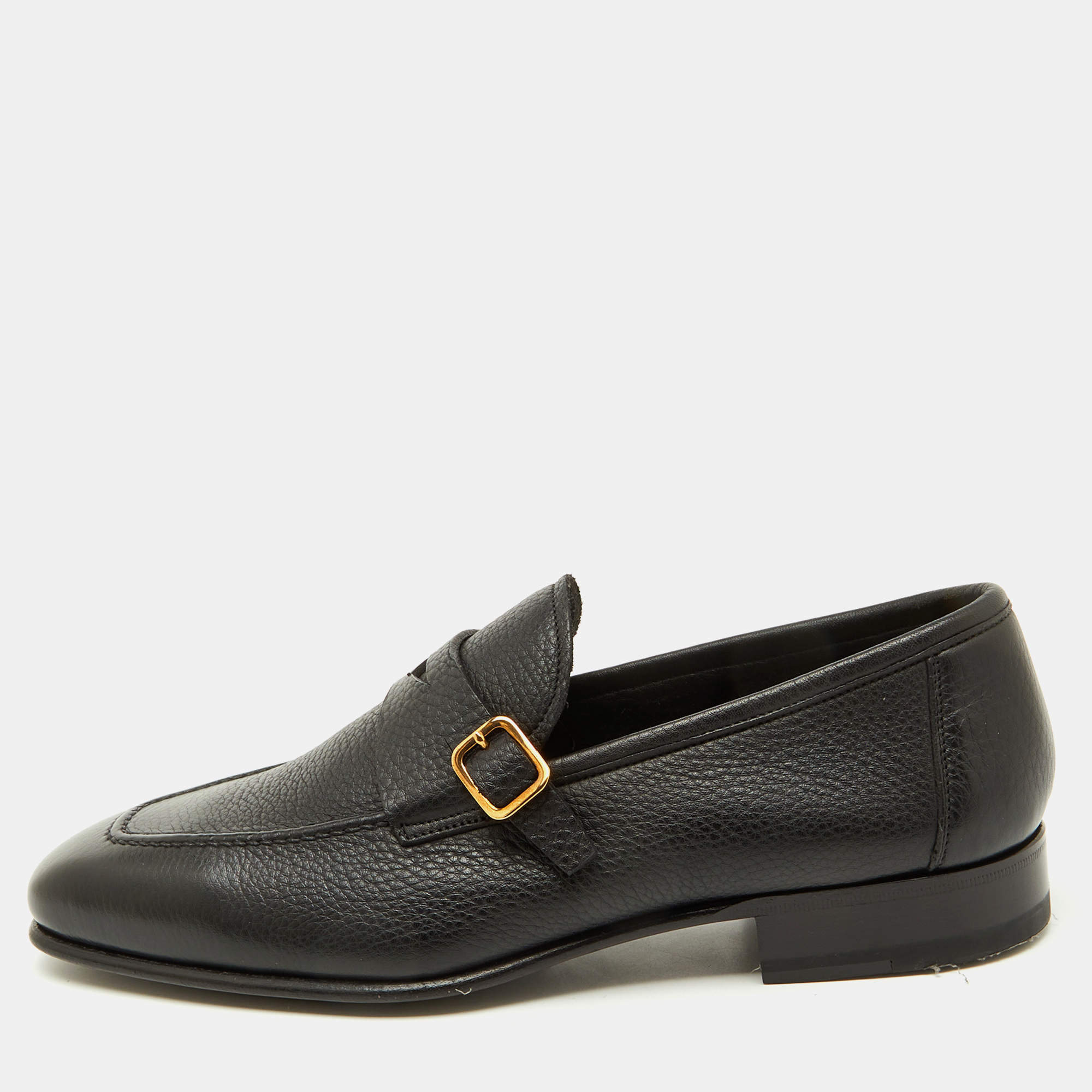 Tom Ford Black Leather Dover Slip On Loafers Size 40