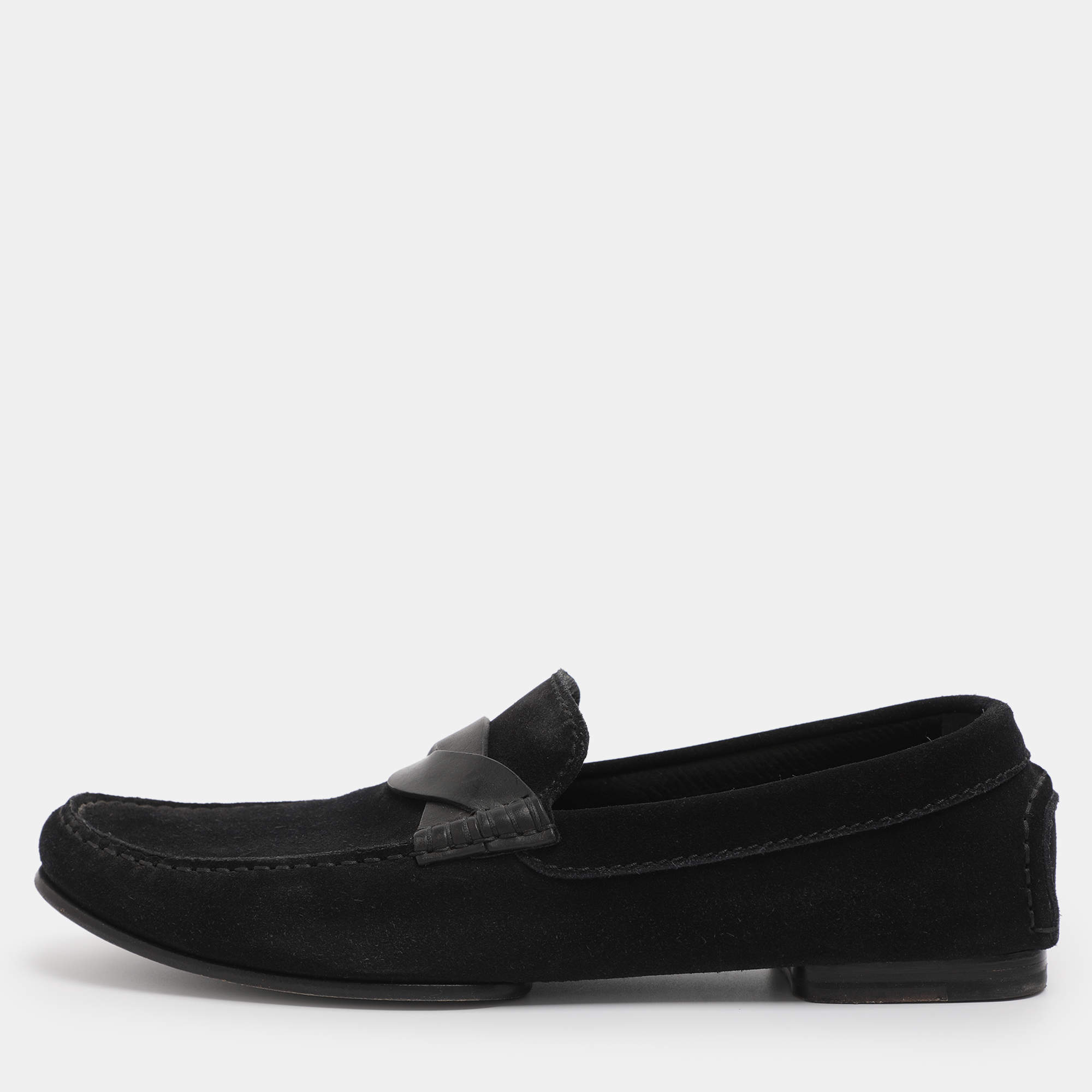 Pre Owned Tom Ford Black Suede And Leather Twist Band Elkan Loafer Size 45