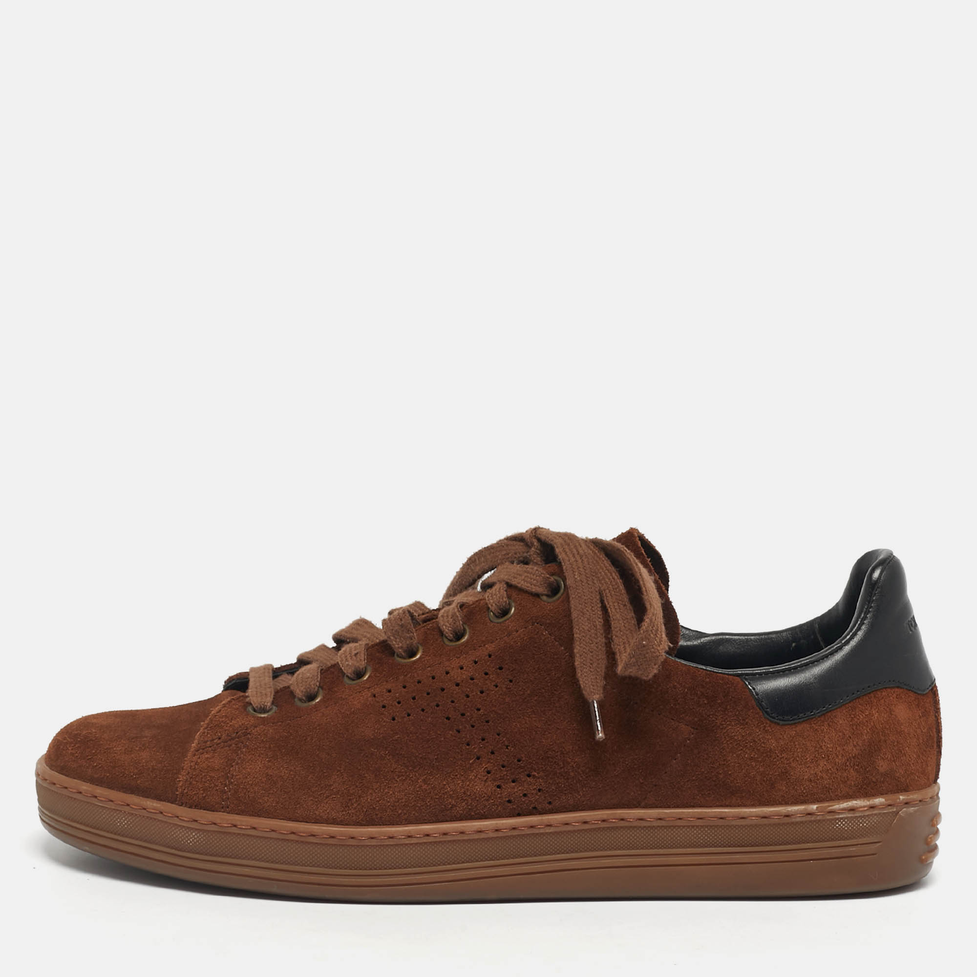 مملوكة مسبقًا Tom Ford Warwick Size 41 Brown Leather and Suede Lace Up Sneakers