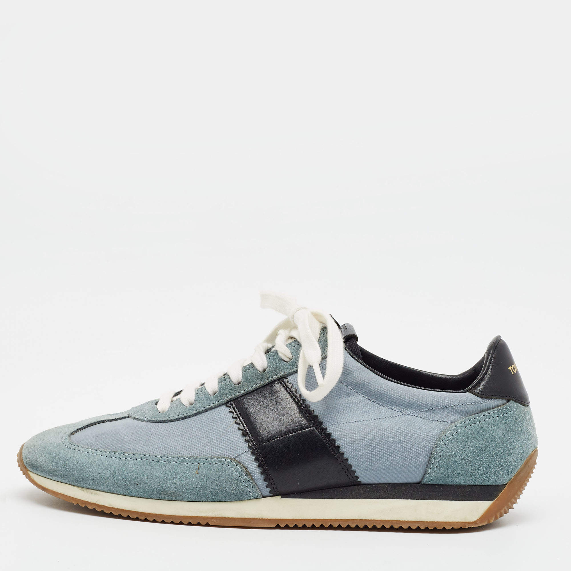 Pre Owned Tom Ford Orford Size 40 Tricolor Fabric and Suede Lace Up Sneakers