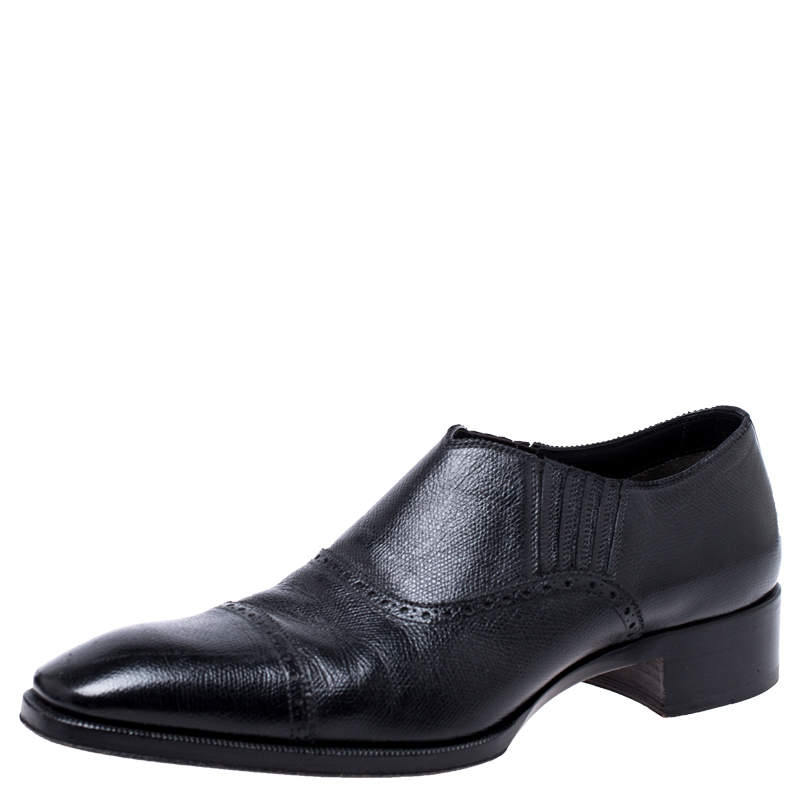 Tom Ford Black Leather Slip On Loafers Size 44.5