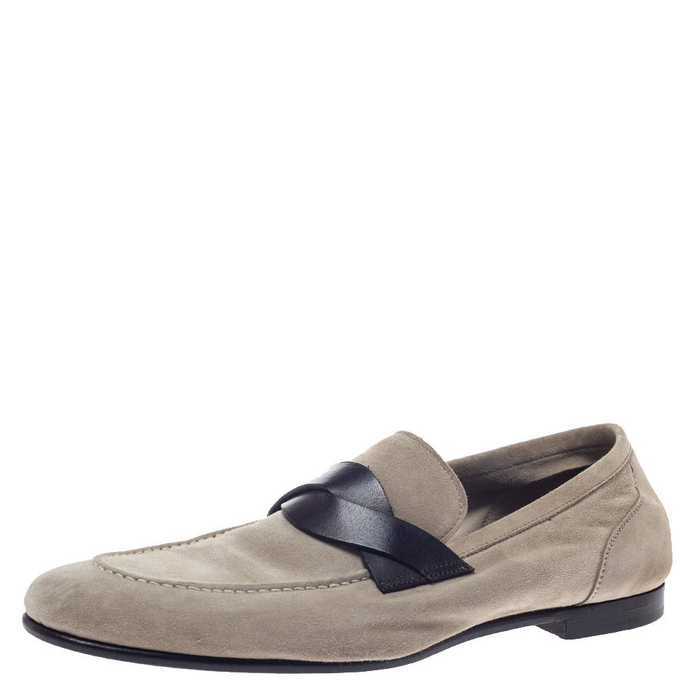 Tom Ford Two Tone Suede Leather Twist Band Elkan Loafer Size 41