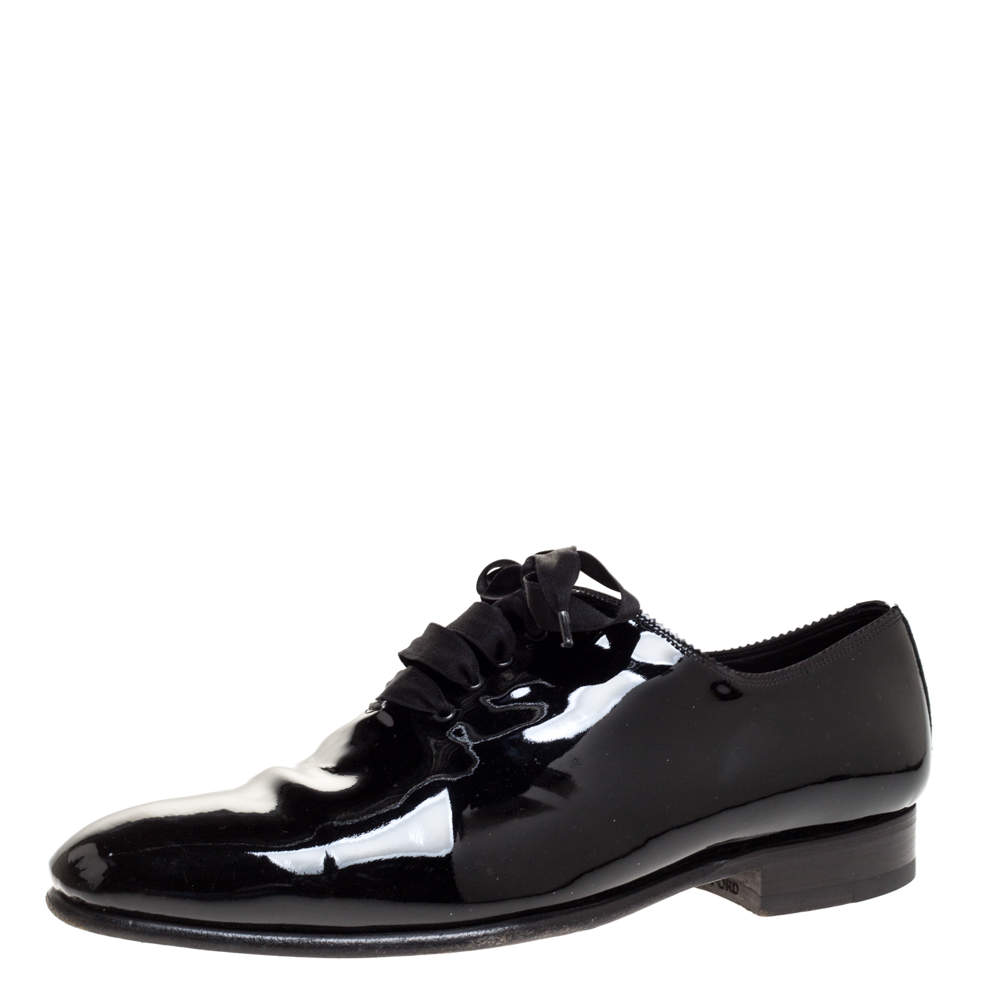  حذاء أكسفورد توم فورد أربطة  إيفنينج الكان لامع أسود مقاس 43