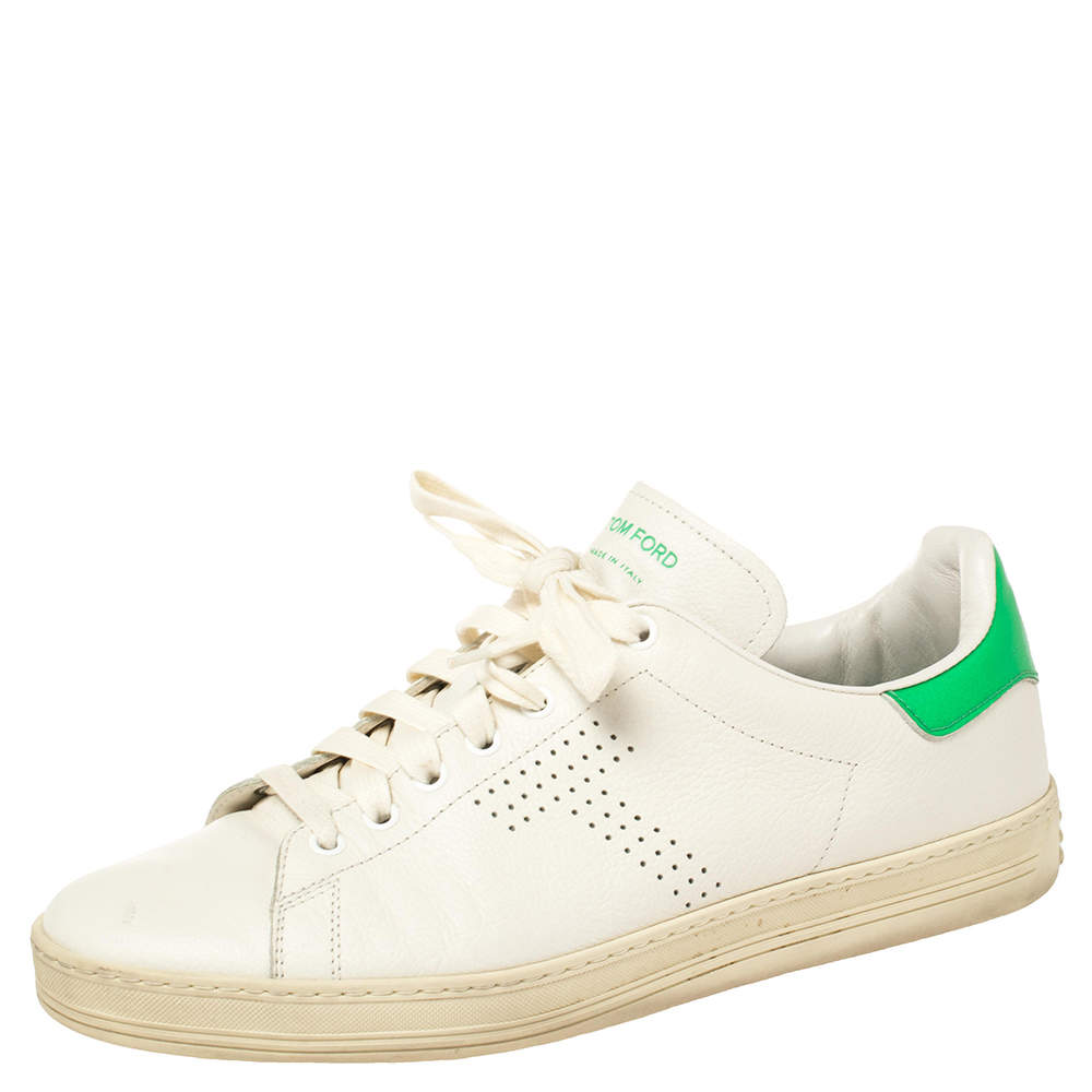 Tom Ford White Leather Warwick Low Top Sneakers Size 41.5