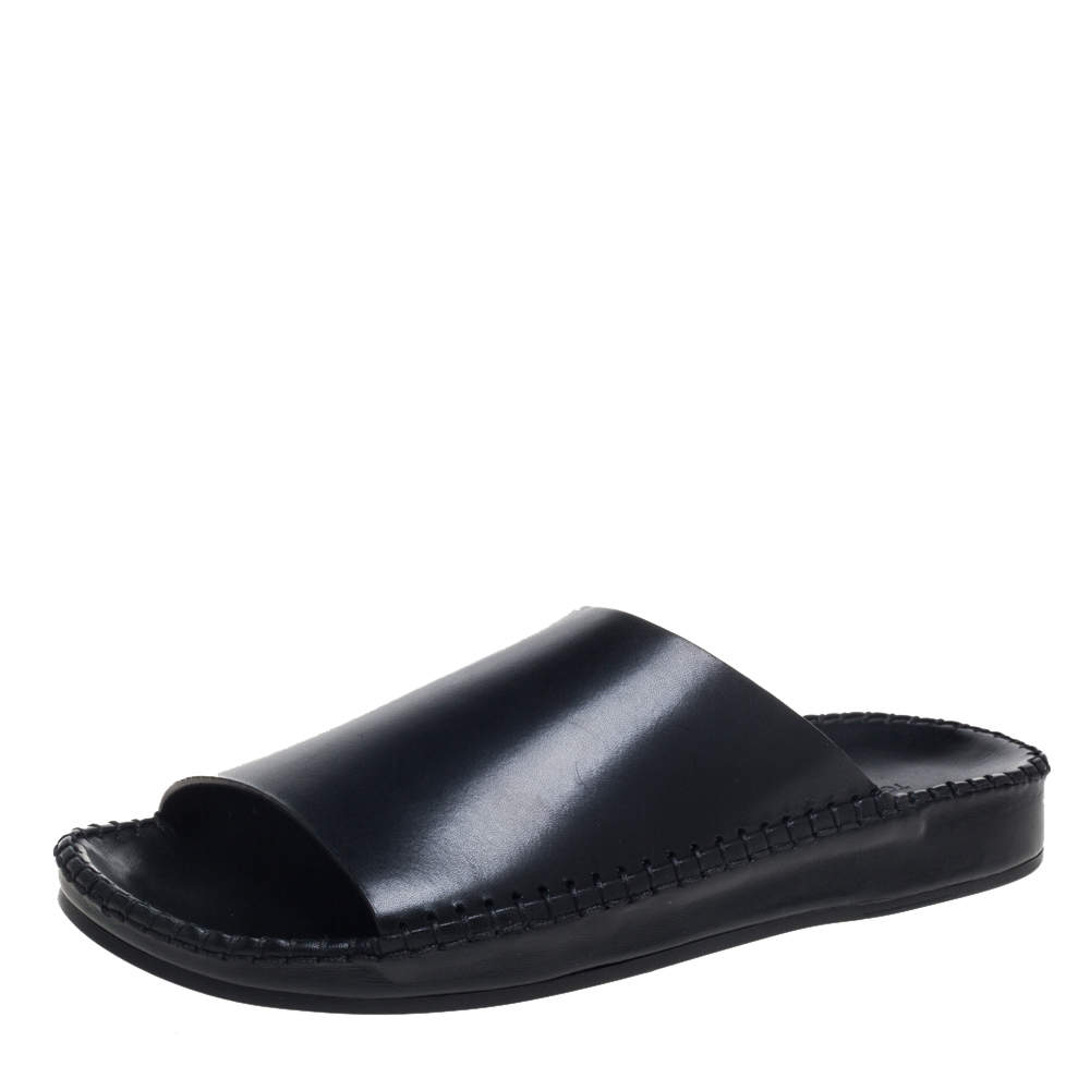 Tom Ford Black Leather Flat Slides Size 40
