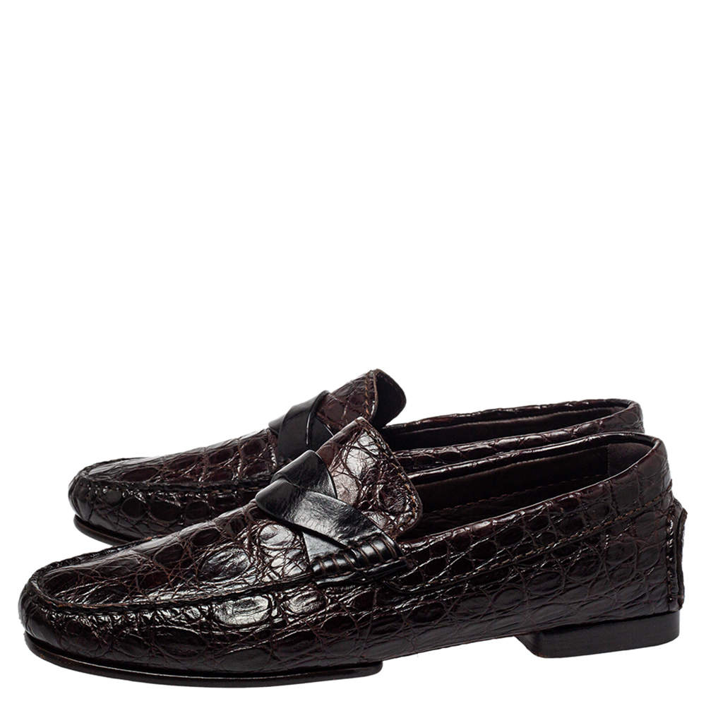 Tom Ford Brown Crocodile Leather Slip On Loafers Size 41 Tom Ford | TLC