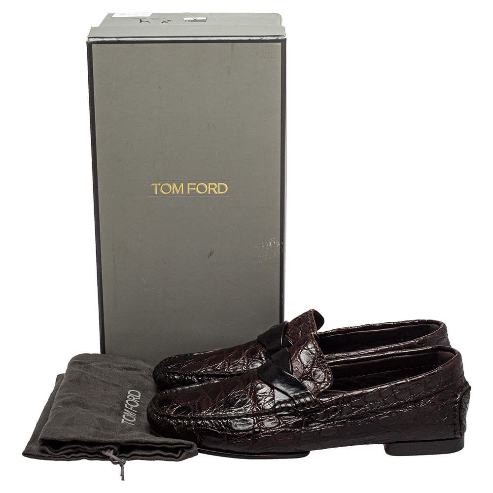 Tom Ford Brown Crocodile Leather Slip On Loafers Size 41 Tom Ford | TLC