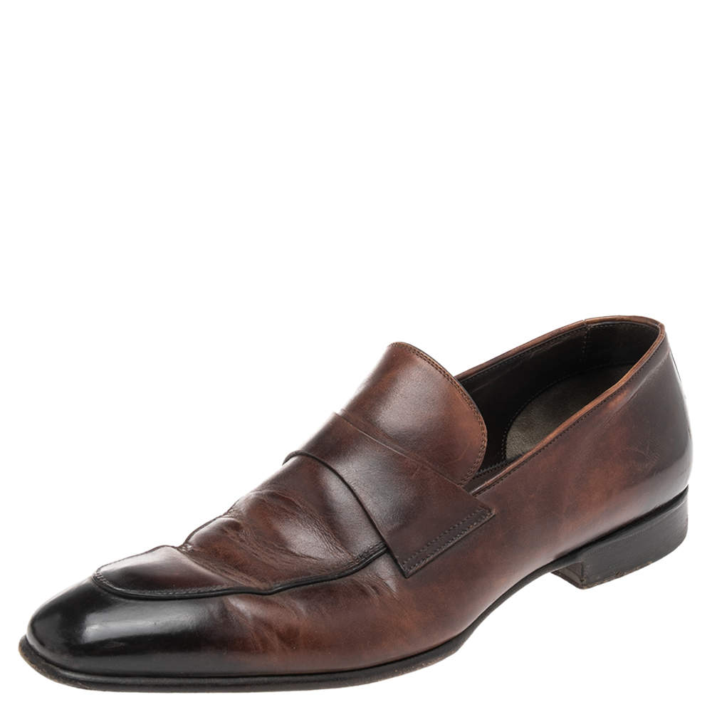 Tom Ford Brown Leather Penny Slip On Loafers Size 42