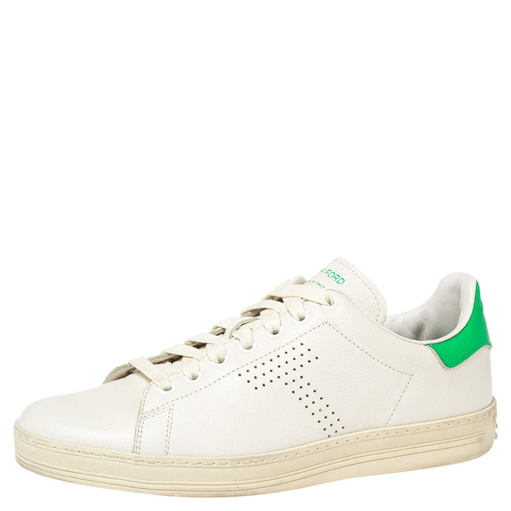 Tom Ford White Warwick Perforated Leather Low-Top Sneakers Size 41