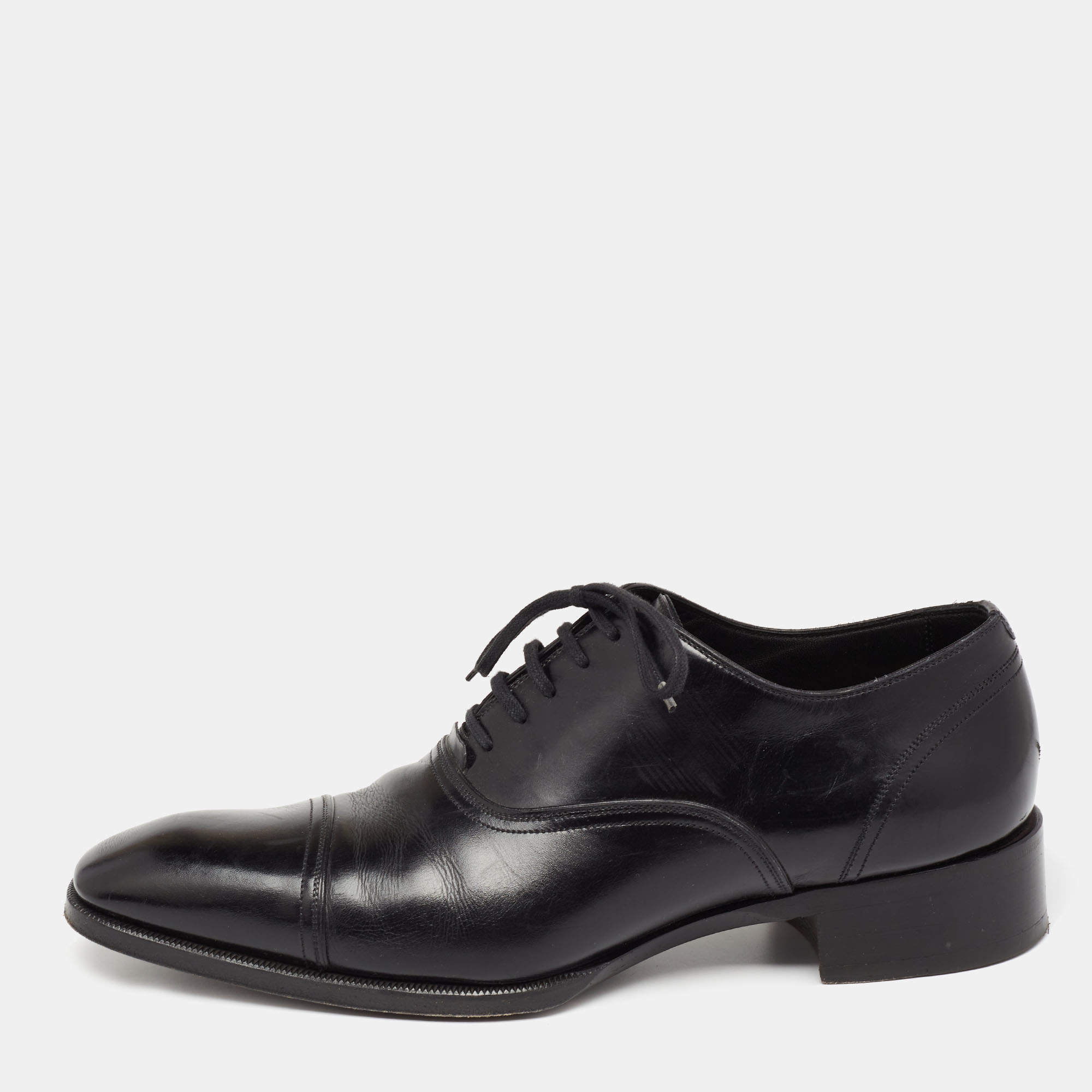 Tom Ford Black Leather Lace-Up Oxfords Size 44
