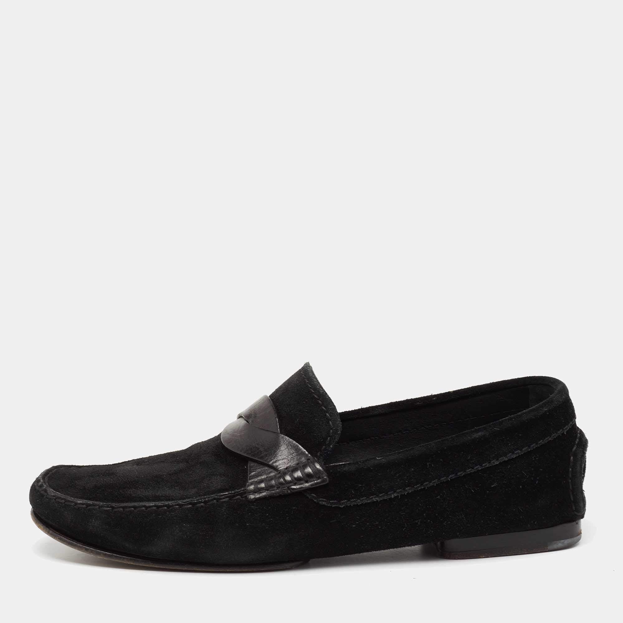 Tom Ford Black Suede And Leather Twist Band Elkan Loafer Size 43
